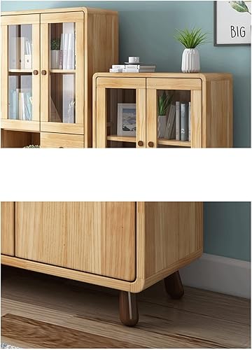 Miniatura 8 de luckxuan Estantería pequeña de esquina de madera con puerta de cristal, a prueba de polvo, estantería para niños, gabinete de almacenamiento de
