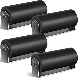 4 Pcs 6" Slide Gate Guide Roller Sliding Rolling Gates Guider with C Post Welded Bracket Heavy Duty Gate Rollers with Rubber Wheels Sliding Door Hardware, Black
