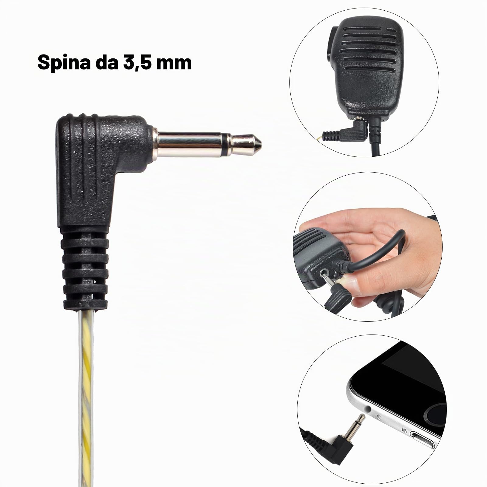 UAYESOK Auricolare radio di sicurezza nascosto da 3,5 mm, 1 pin solo ascolto armatura bilanciata, cuffie walkie talkie con auricolari per altoparlante remoto microfono Motorola Icom