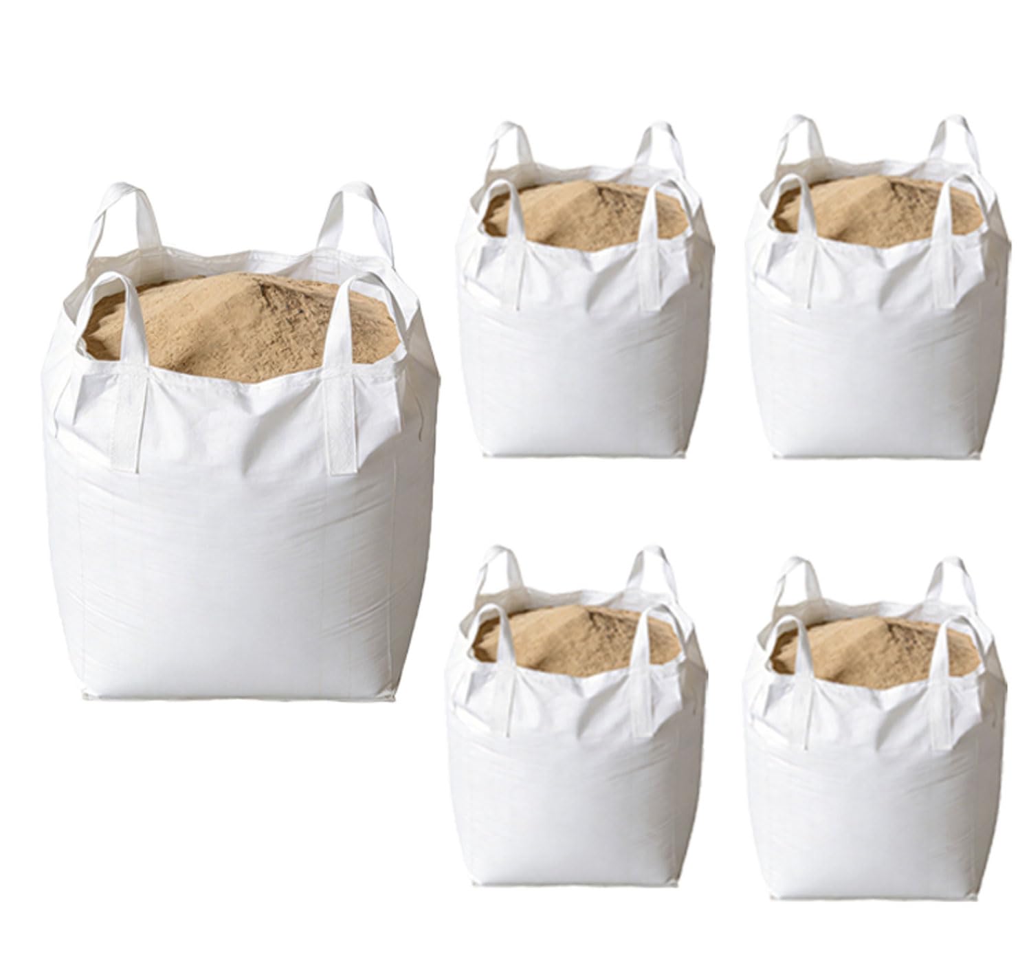 Big Bag in Polipropilene,90 x 90 x 110 cm,Sacco da 1,5 tonnellate,per Materiali da Costruzione detriti edili,Legno,rifiuti da Giardino,Sabbia – Sacchi detriti da Costruzione(Size:5-Pack)