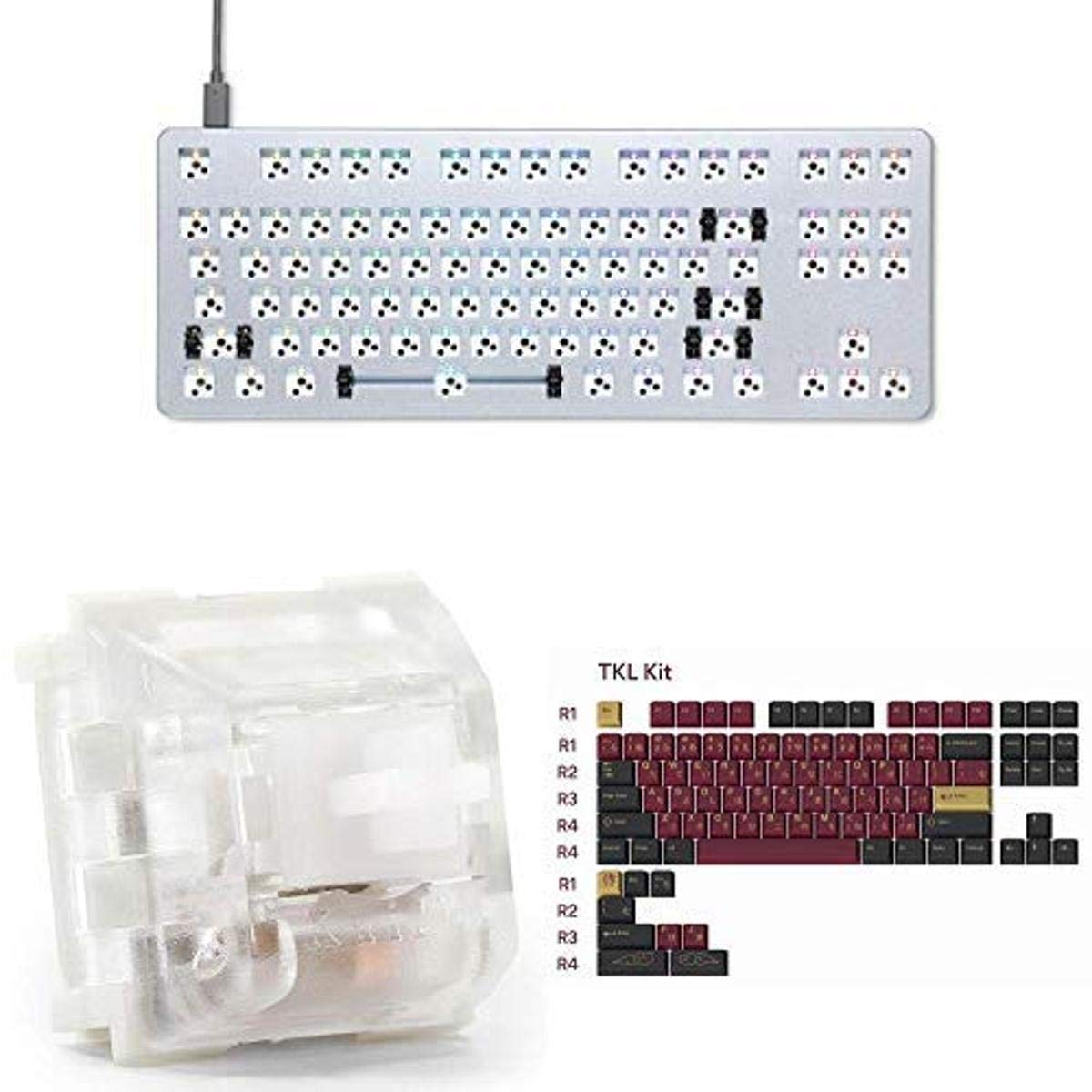 Drop CTRL Barebones Keyboard with Halo Clear Switches (90-pack) and RedSuns GMK Red Samurai Keycap S