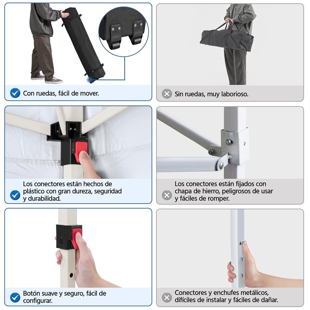 Yaheetech 3×3m Carpa Plegable Portátil 8-10 Personas Toldo al Aire Libre Carpas para Exteriores Playa con Bolsa de Transporte Gris Oscuro