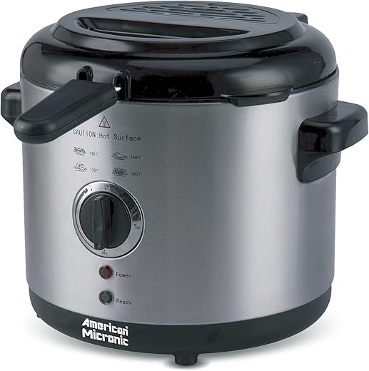 AMERICAN MICRONIC-Electric Deep Fryer (Uses Oil) with thermostat (1.5 Litre)-AMI-DFS-15LDx