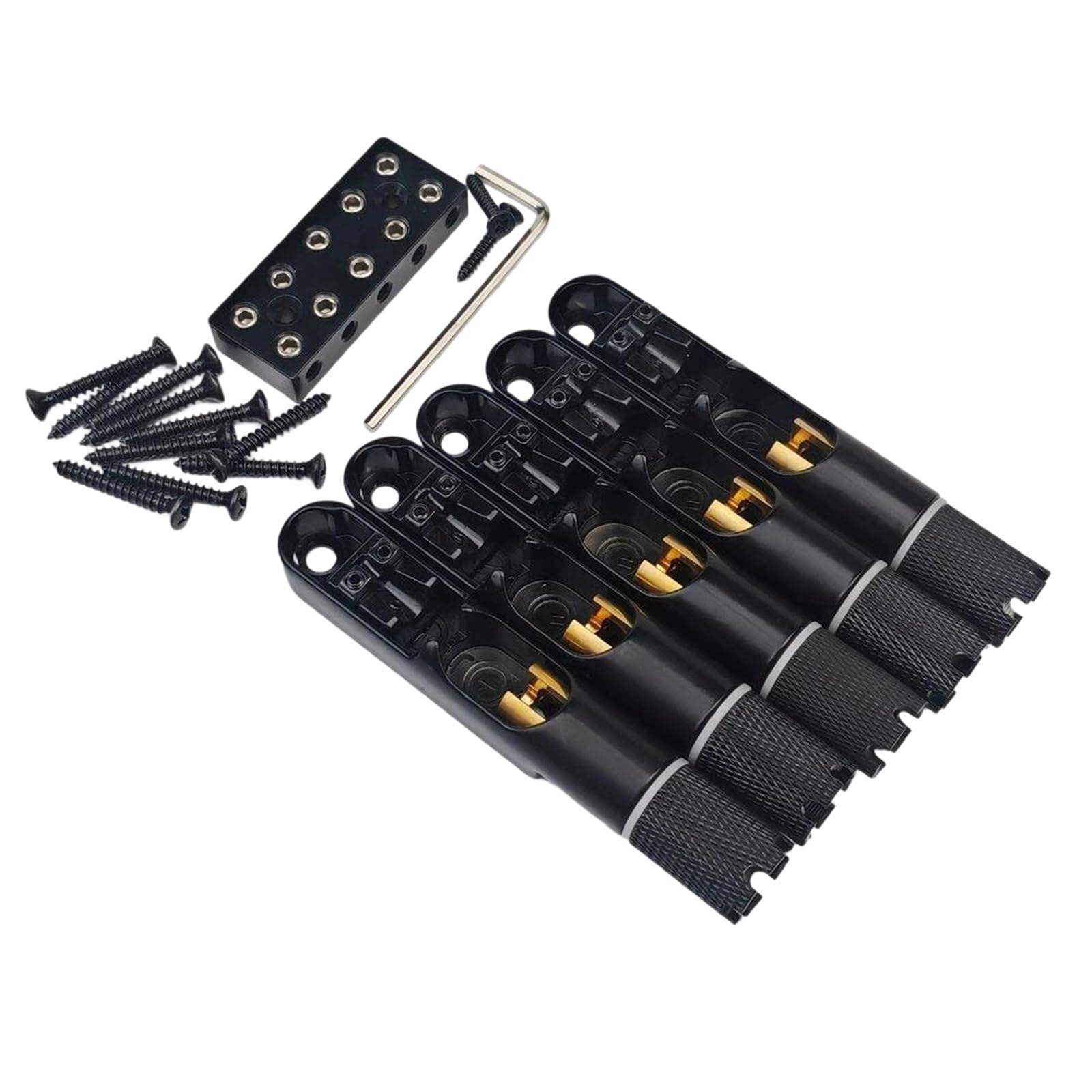 Mostek Gitarowy 4/5 Sztuk Pojedynczy Strunowy Elektryczny Mostek Basowy Bezgłowy Stałe Czarne Części Zamienne(5 pcs)