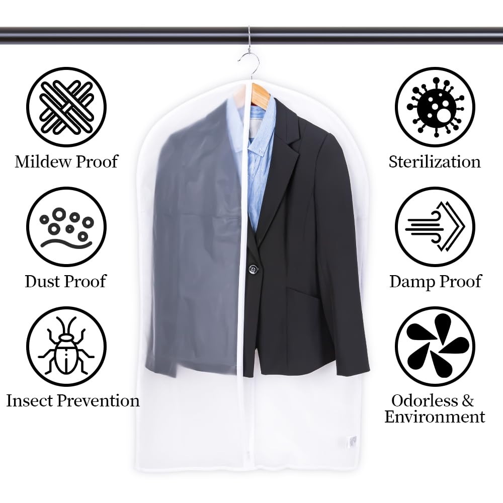 Niviy fundas ropa armario Juego 6 fundas transparentes para ropa de 60x100 cm tejido transpirable para almacenamiento de trajes vestidos abrigos americanas camisas vestidos de noche - 4