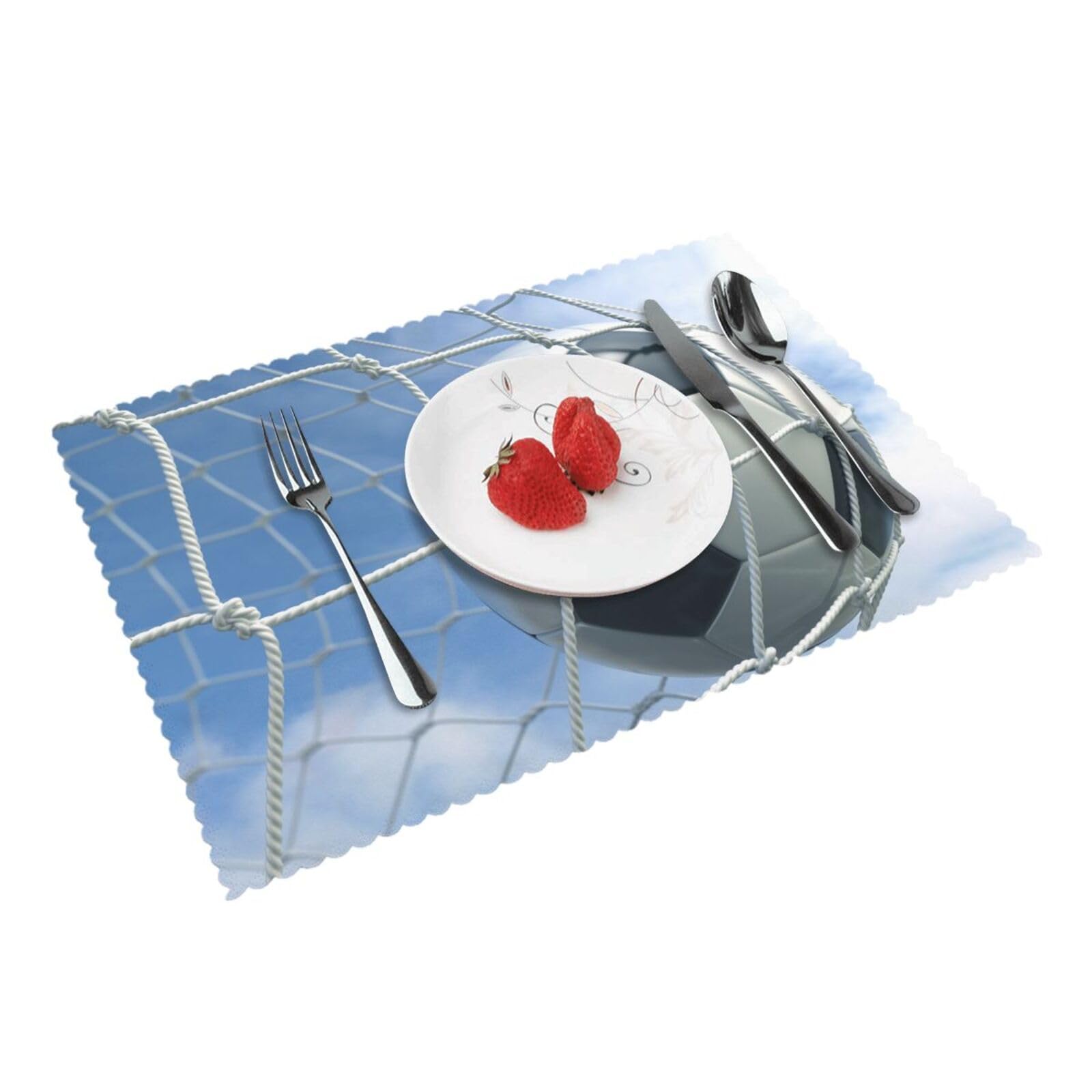 4 PCS Heat Resistant Placemat 45x30 CM, Soccer Printed Non-Slip Place Mats for Kitchen Dining Table Indoor Outdoor