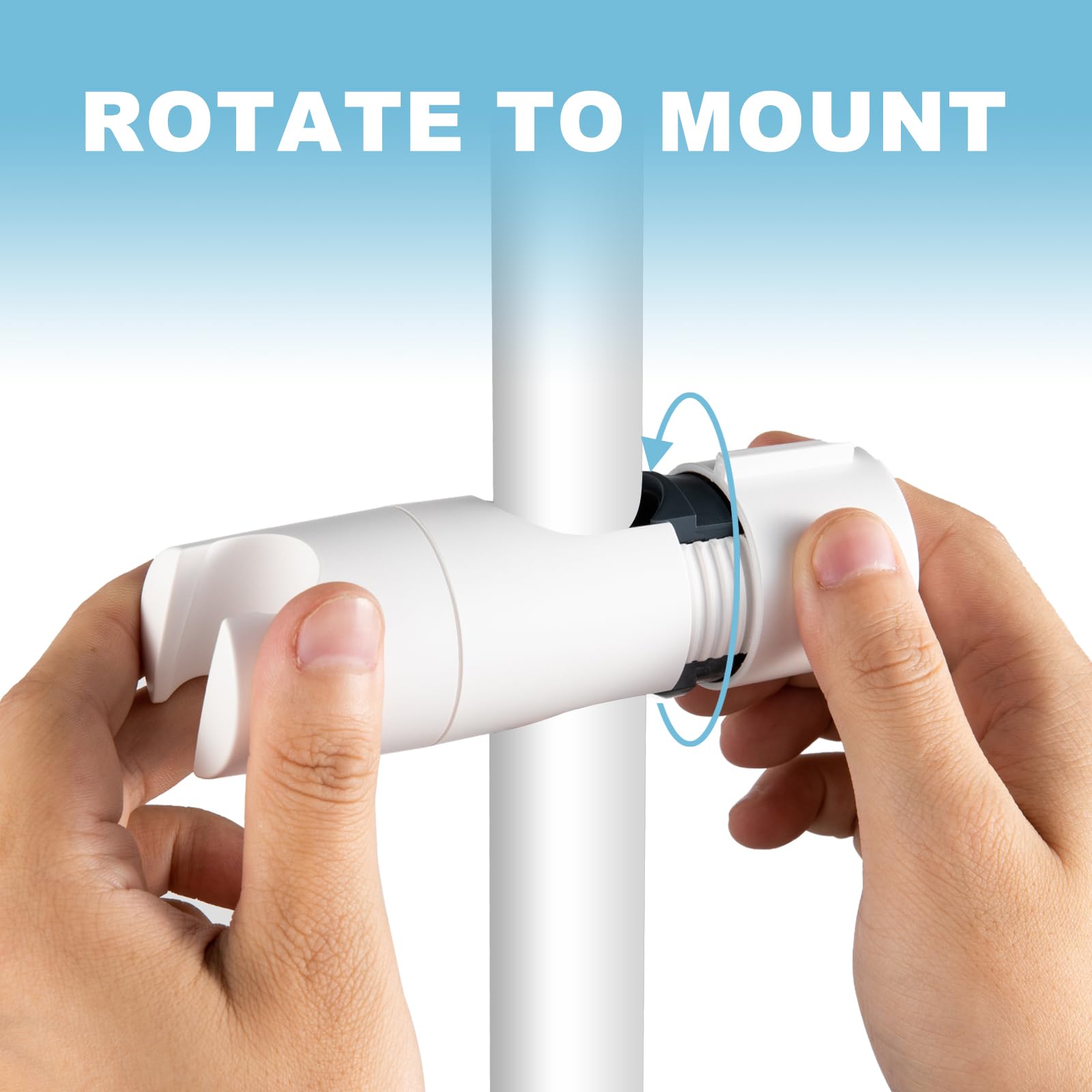 OFFO Shower Head Holder, Slide Bar Adjustable 19-25mm, 45°Rotation Sprayer Holder, White, 19-25mm Rail + 19-22mm Hose - Image 3