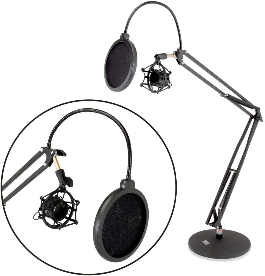 Pyle Dual Suspension Springs and Metal Extension Support Arms, Maximum Mic Arm Extension Distance: 3.1’ ft, Maximum Mic Arm Extension Dst: 3.1’ ft.- Pyle PMKSH24, Black