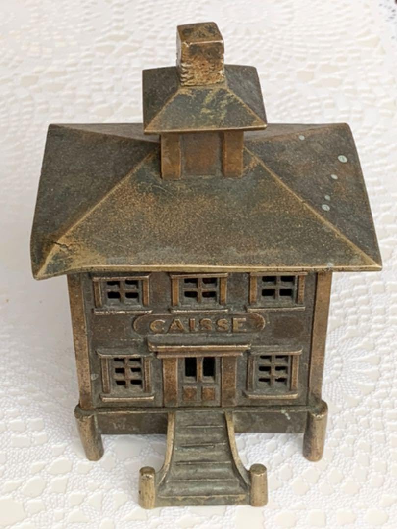 Amazon.co.jp: 真鍮製貯金箱 1920年代 銀行ノベルティー フランス 