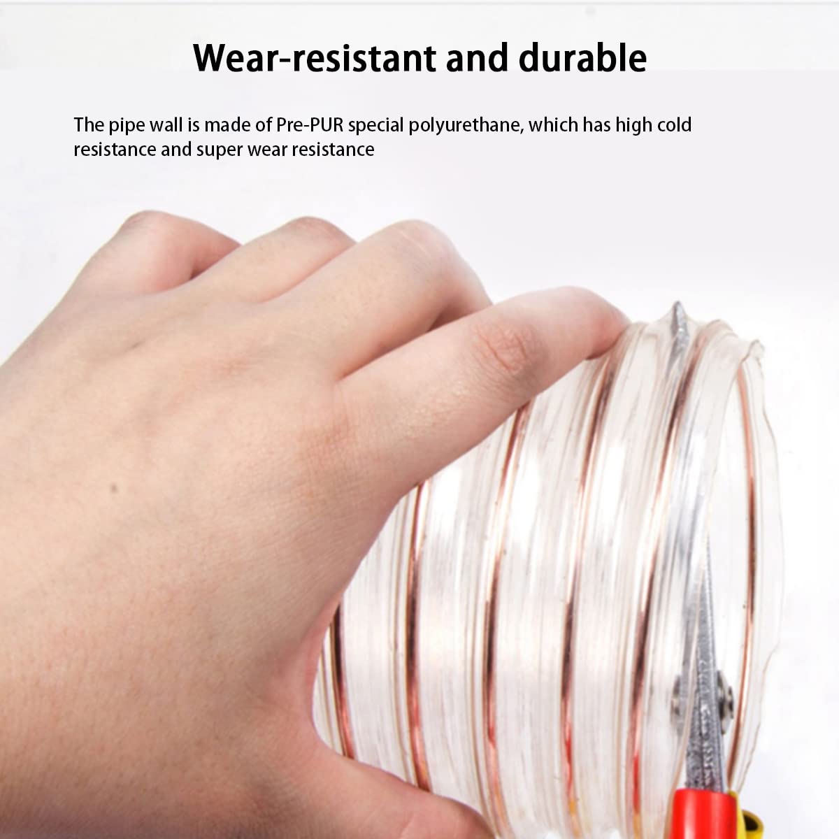 Manguera de Aire Flexible PVC con Alambre Acero. Disponible en Varios tamaños. Longitud: 1 Metro. Grosor Pared: 0,63 mm(90X0.63 Mm)