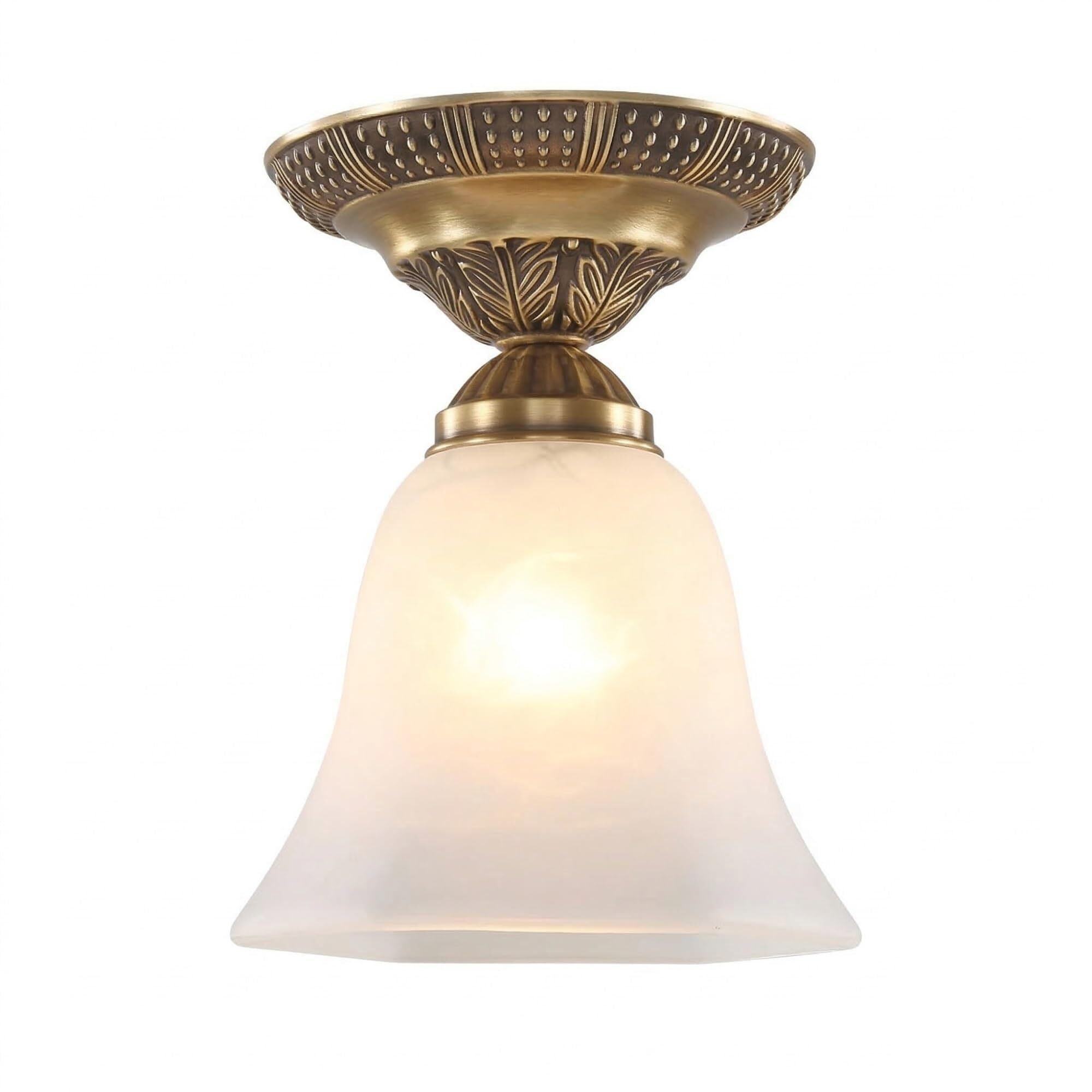 LYOUAE Mid Century Frosted Glass Ceiling Light Retro Bell Ceiling Lamp
