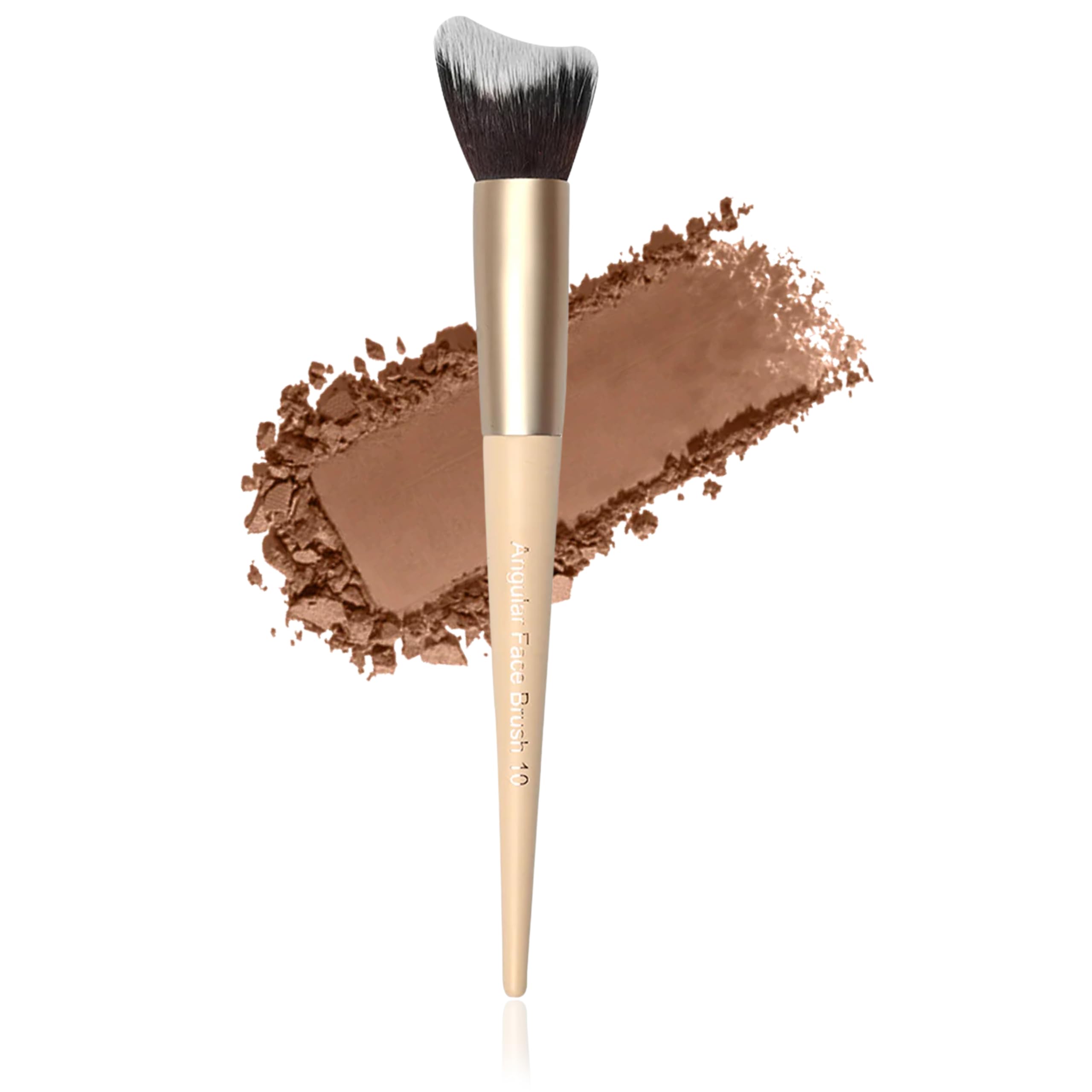 Milagro Beauty Angular Face Brush 10 Slanted Dense Soft Fiber Vegan Bristles Hugs All Angles & Curves Face Makeup Tool with Wooden Handle Aluminium Ferrule