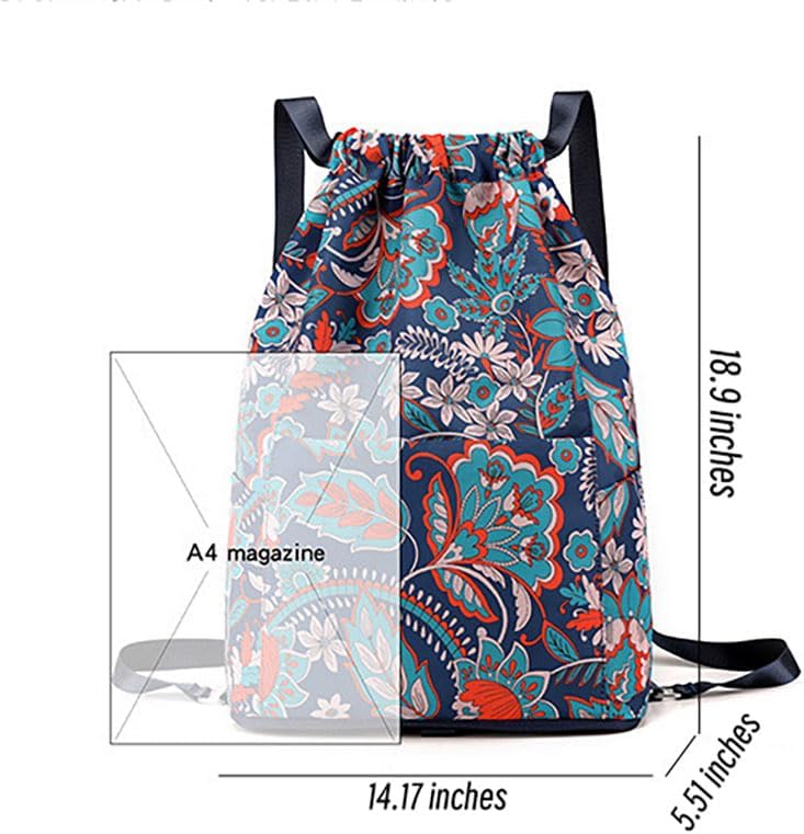 Drawstring Backpack Bag, Waterproof Draw String Back Sack with Zipper Pocket, Gym Drawstring Backpack Swimming Bag for Men Women, Pack of 1, Animal Pattern Printed, Flamingos - Image 3