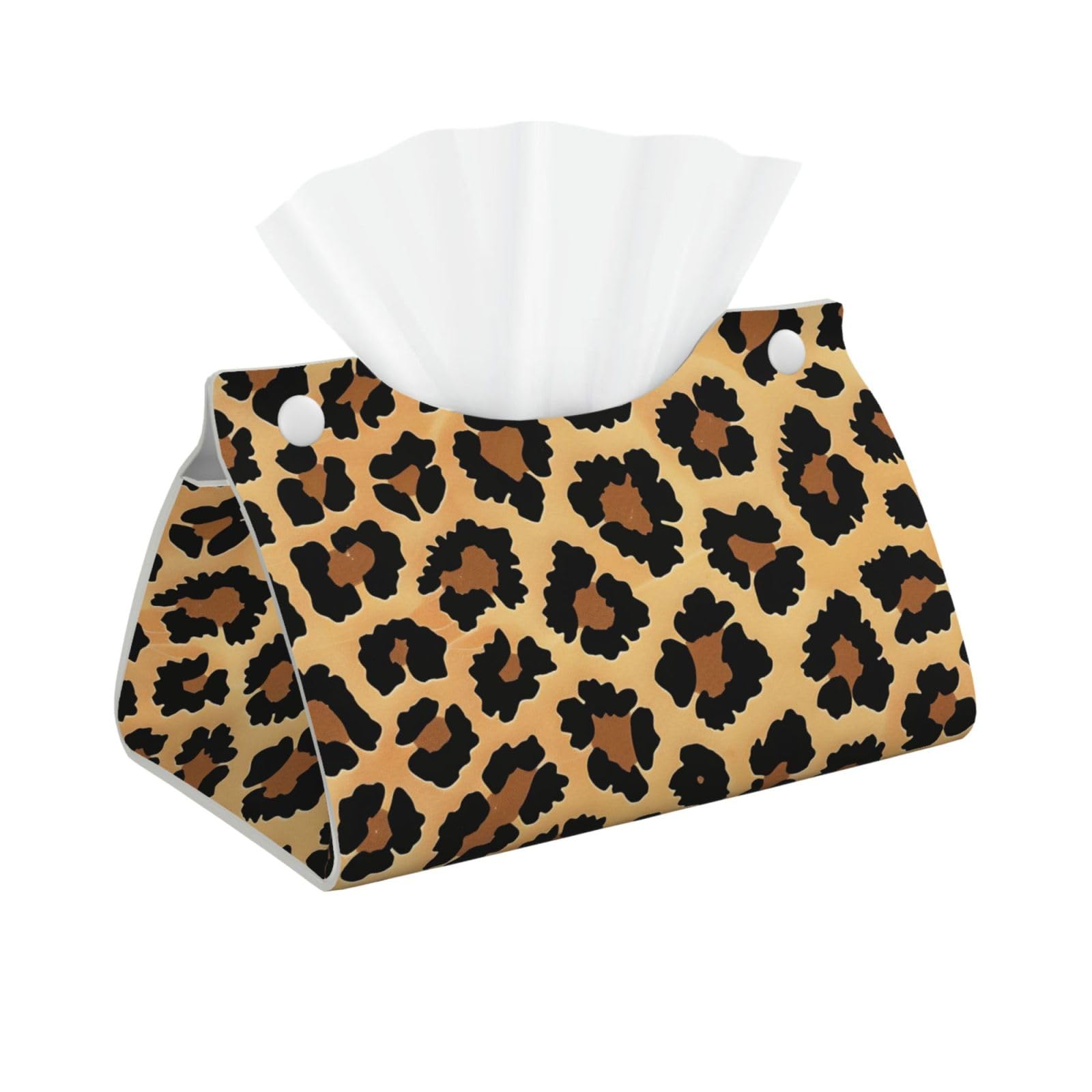 Brown Pattern Leopard Print Tissue Box Cover Foldable Tissue Storage Box Leather Tissue Cube Box Holder for Living Room Bedroom Office Car Home Decor