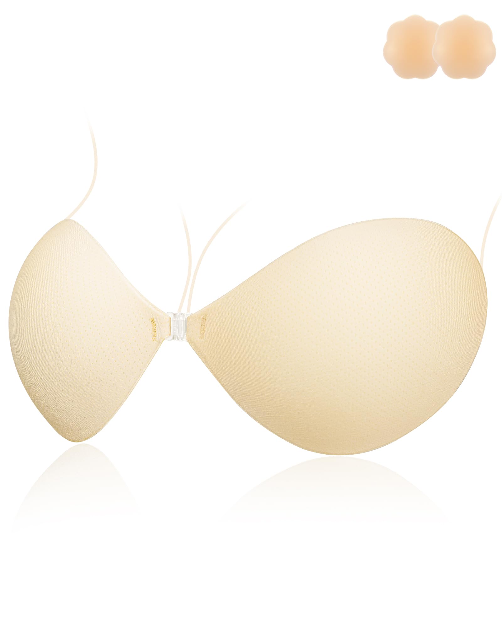 Niidor2024 Strapless Backless Bra, Reusable Push Up Sticky Boobs Adhesive Wireless Stick On Bras with 2 Nipple Covers