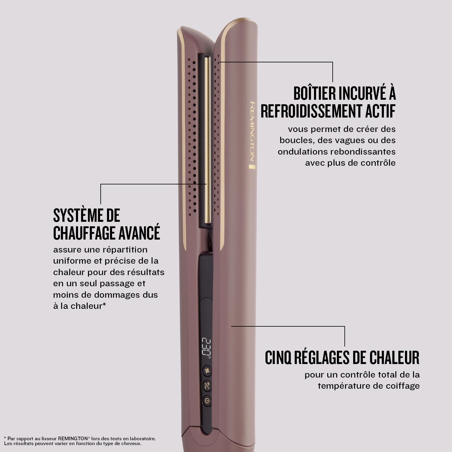 Remington AIRvive Lisseur Cheveux [Technologie Ionic Air : résultats de coiffage longue durée] Revêtement ultra-céramique avec micro-actifs (plaques étroites, écran LCD, 150-230°C) Fer à lisser S8930