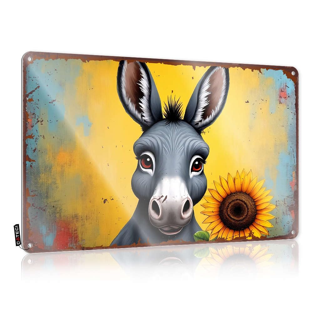 Fzfn Colour A Donkey With A Sunflower. Fun Small - Patio Decor Wall Signs Wall Art Decoration(30X40cm)