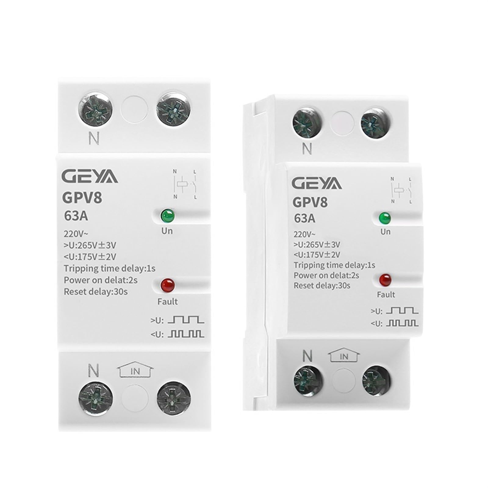 GPV8-63 DIN Szyna automatyczna ochrona przed przepięciem i podnapięciem 220 V AC trójfazowy samoregenerujący się 80A (80a,GPV8-D 4P)