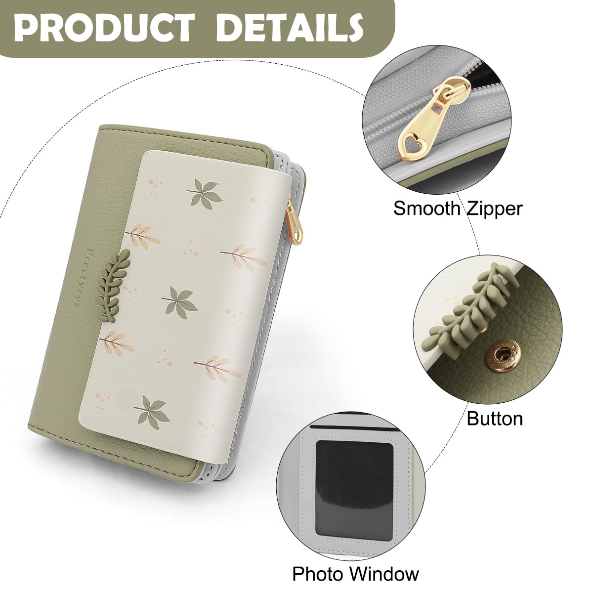 REETEE Portefeuille Femme en Cuir PU Porte Monnaie Femme Petit Format Porte Feuilles pour Femme avec 10 Porte Carte, Porte-Feuille Femmes Zippé Pochette à Monnaie (Z- Vert)