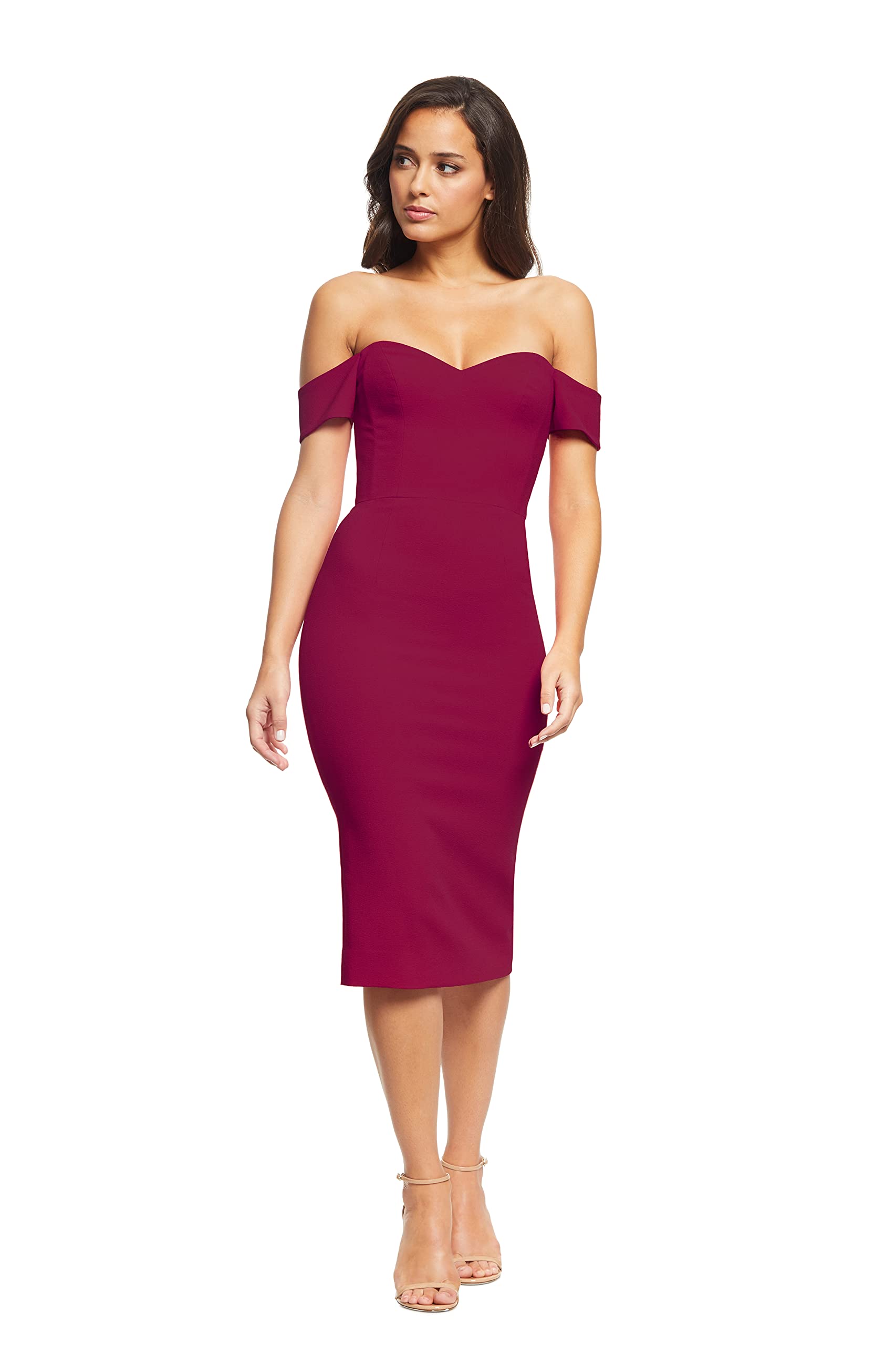 Dress the PopulationWomen's Bailey Off The Shoulder Sweetheart Bodycon Midi Sheath Dress