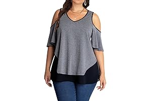 Chic Summer Tops for Women: Amclos Plus Size Cold-Shoulder V-Neck Tunic