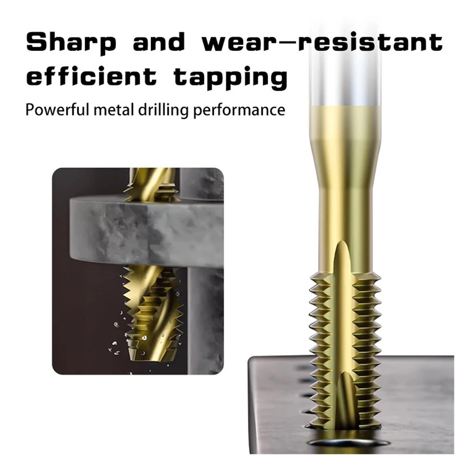 Flauta de grifo de punto espiral chapada métrica M2 .5 M3 M4 M5 M6 M7 M8 M10 M12 máquina con cabezal for tornillos rosca(Spiral flute tap,M8X1.25,10pcs)