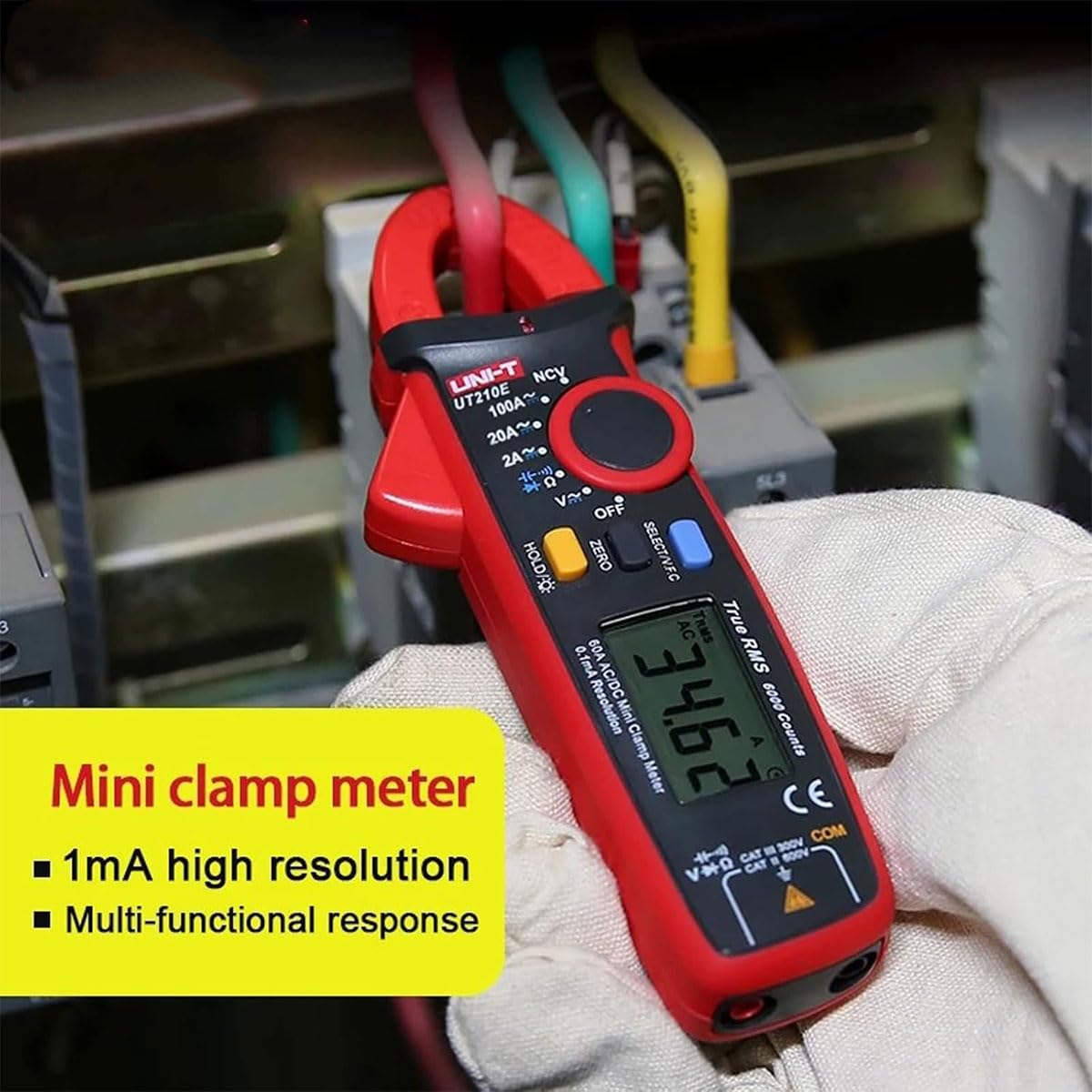UNI-T UT210D Serie UT210 Mini Abrazadera Metro, 200A AC/DC, 600 V AC/DC, 60kHz, -40°C-1000° C/-40°F-1832° F