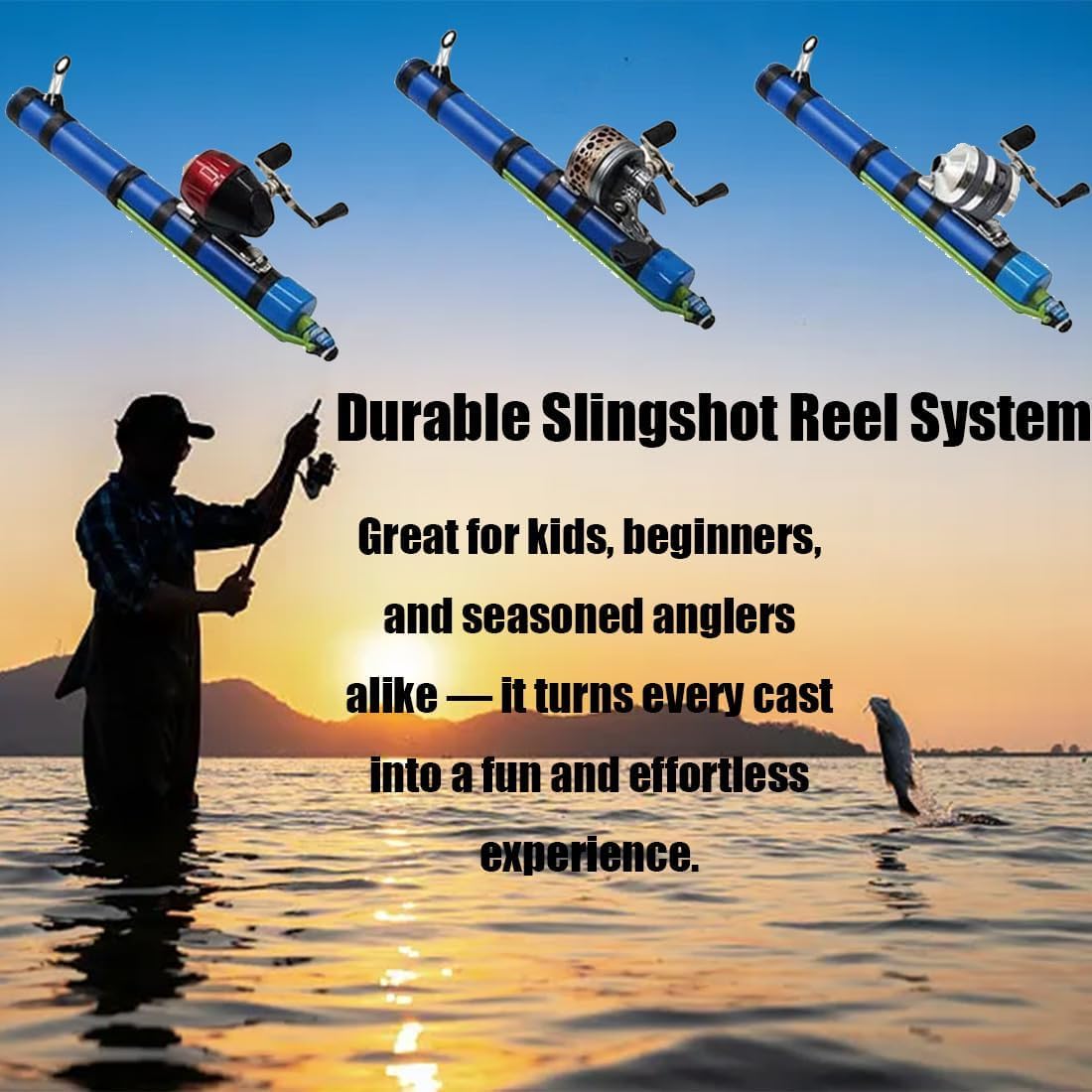 Fishing Catapult Rod, 2026 Upgrade Telescopic Precise Lure Launcher Fishing Tool, Compact Sling Shot Fishings Pole Reel for Saltwater and Freshwater, Funny Fishings Gifts for Men