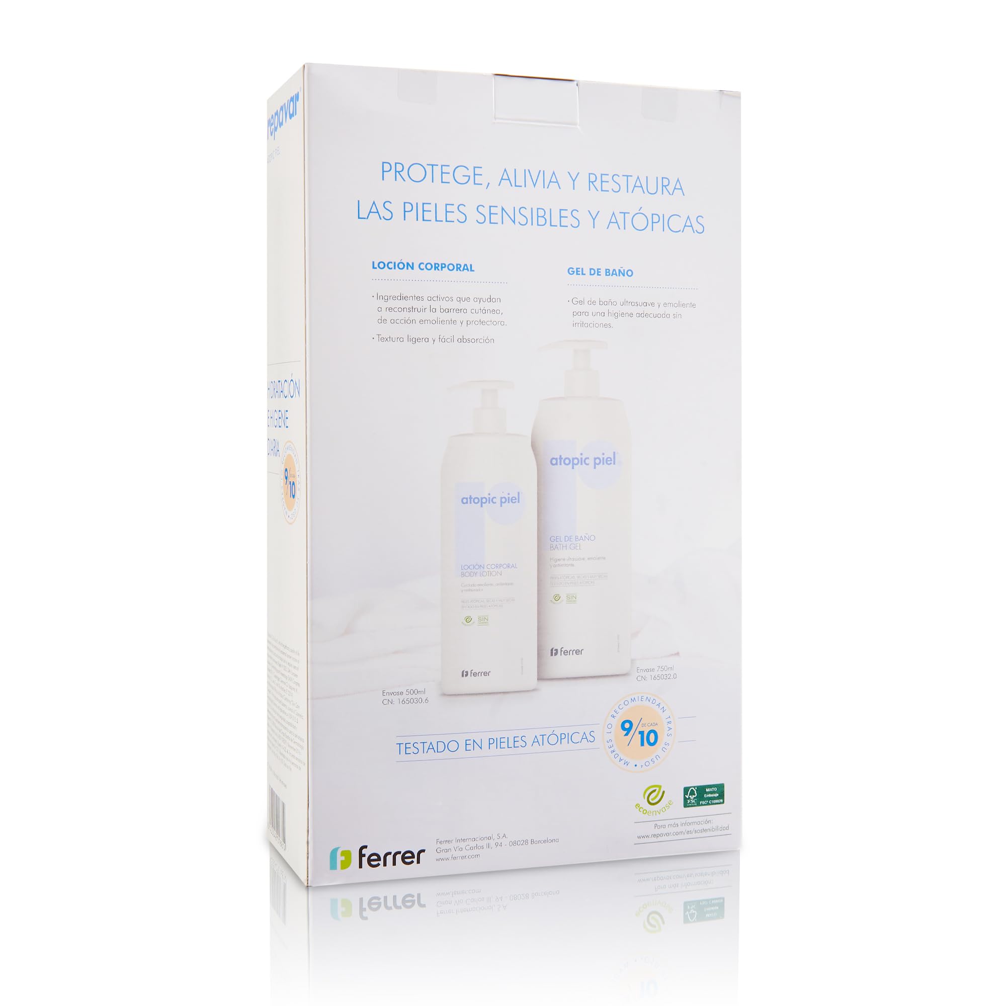 Repavar, Pack Ahorro Atopic Piel, Gel de Baño 750 ml y Loción Corporal 500 ml, Calman el Picor y Protegen la Barrera Cutánea, Ingredientes Activos, para Pieles Atópicas