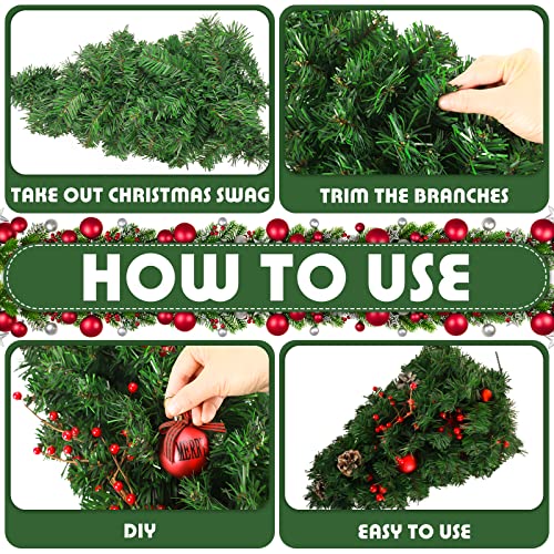 4 Pack Artificial Green Christmas Teardrop Door Swag Diy Xmas Wreath Garland Pine Swag Decor For Holiday Winter Wall Front Door Mantle Fireplace Indoor Outdoor Decor (Green, 18 Inch) #TOP2