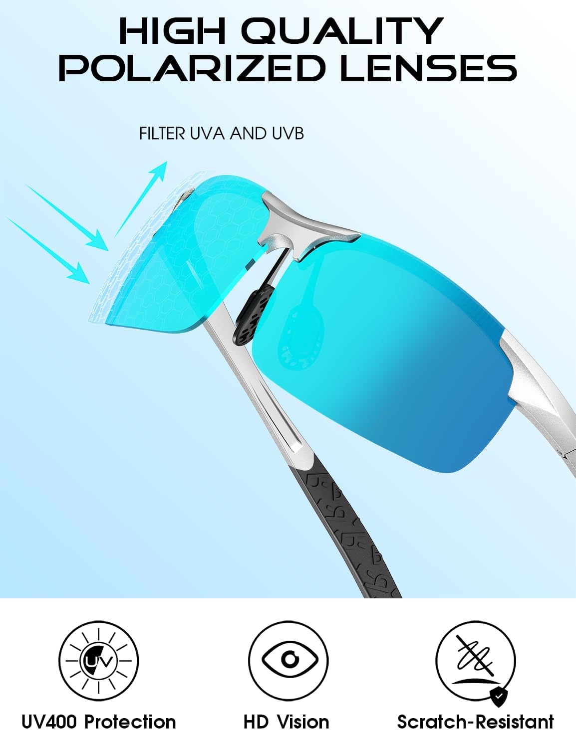 ATTCL Polarized Sunglasses Men Sports: UV Protection Anti Glare Wrap Around Lightweight Metal Driving Fishing Golf Running - Image 4