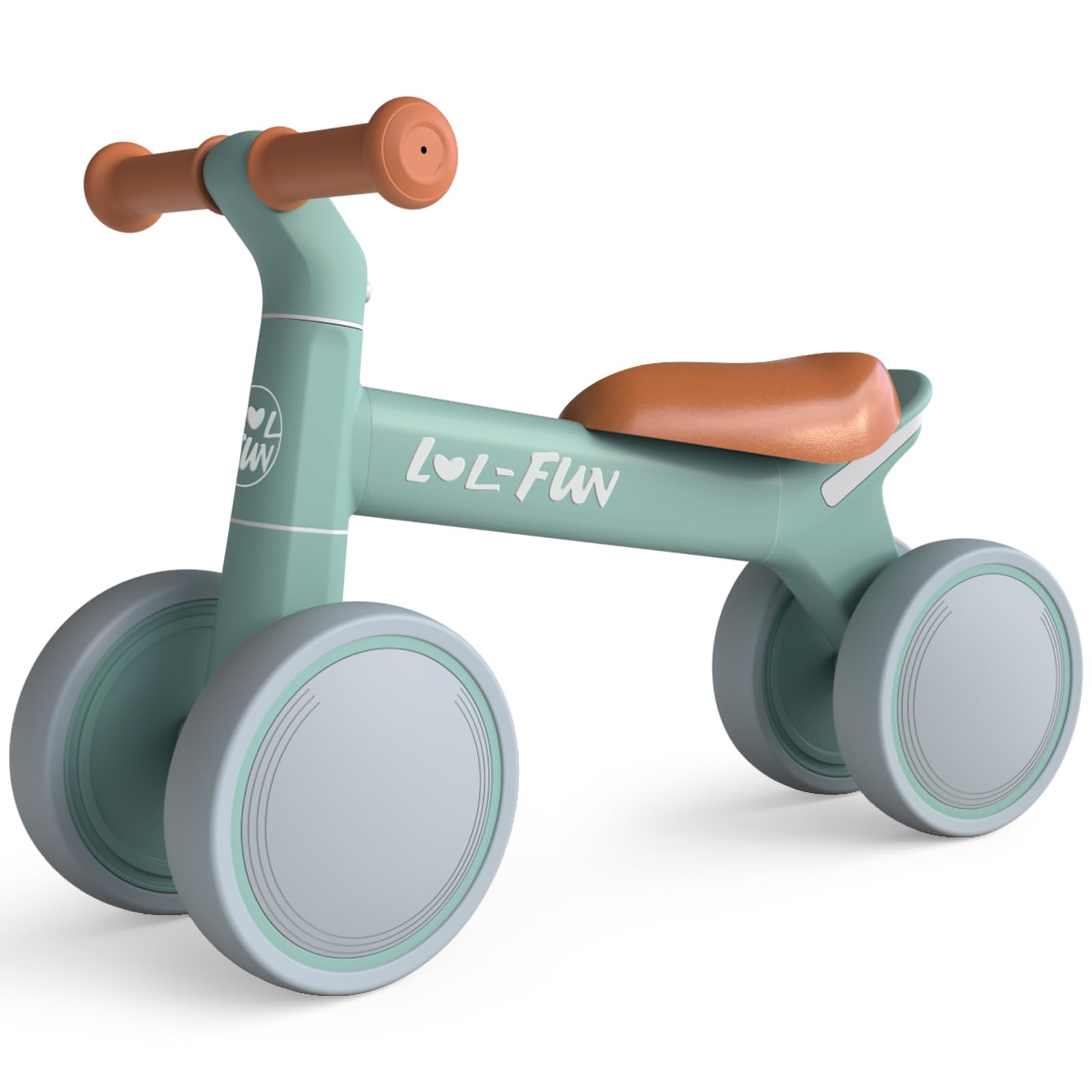 LOL-FUN Baby Balance Bike 1 Year Old, Baby First Bike Birthday Gifts for One Year Old Boys and Girls, Toddler Trike Bicycle for 12-18 Months Baby Walker 4 Wheels, Ash Green