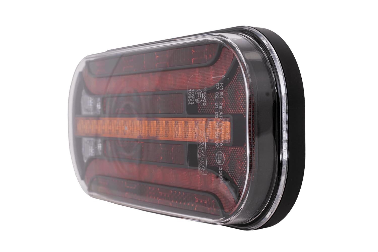 Fristom FT-230 LED Rückleuchte 12/36 V Universal Bajonett 5 PIN | 6-Funktionen-Heckleuchte mit dynamischem Blinker für Anhänger, LKW und Abschleppwagen. E9-Zulassung und EMV-Schutz.