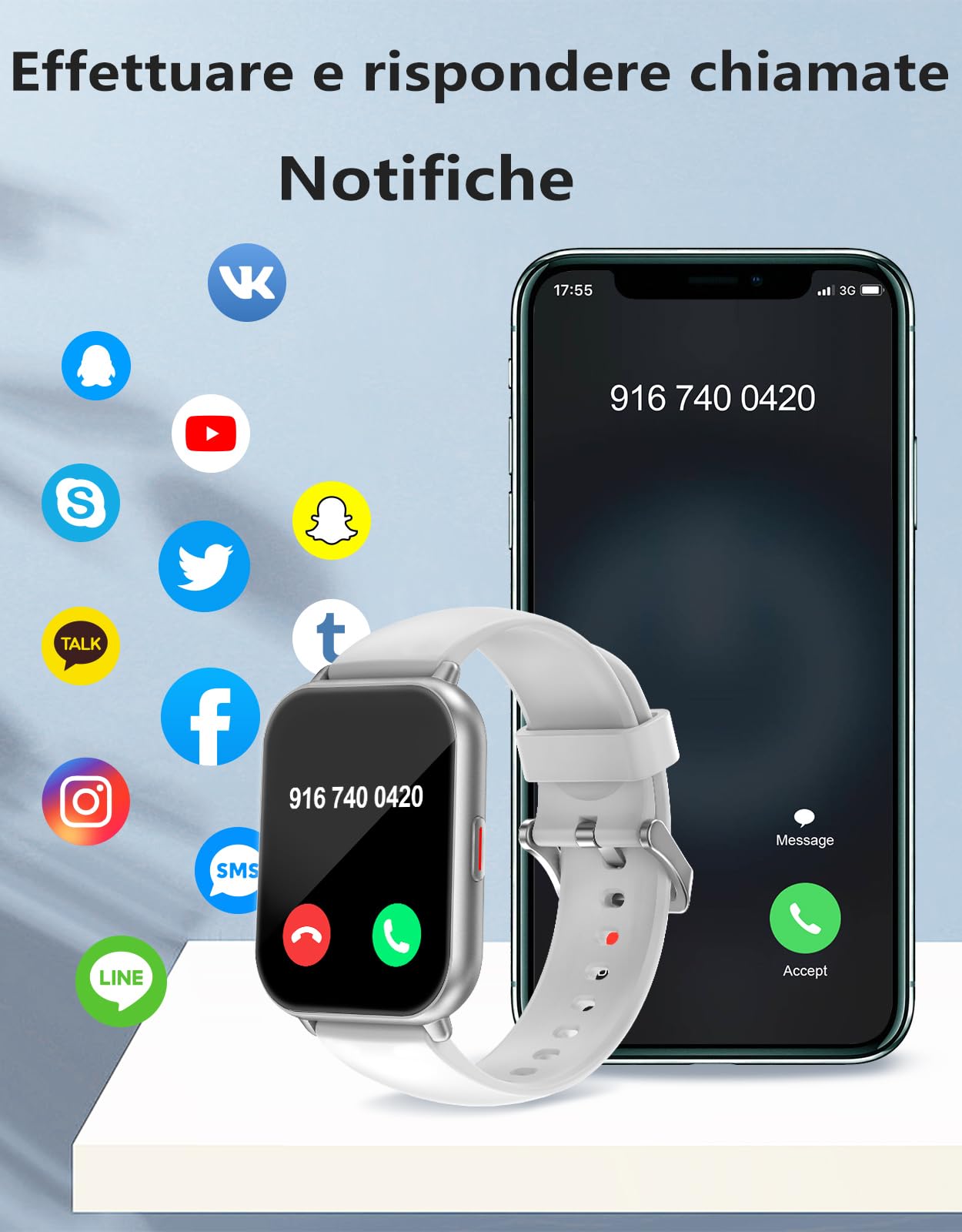 RUIMEN Orologio Smartwatch Uomo Donna Risposta Chiamate Orologio Fitness Contapassi da Polso Activity Tracker Smart Watch Waterproof Frequenza Cardiaca SpO2 Sveglia Notifiche Whatsapp Grigio