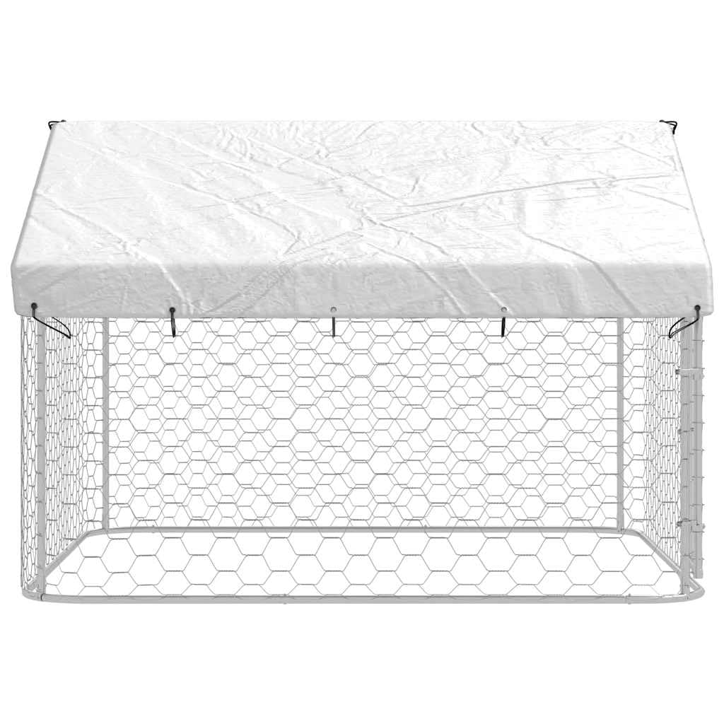 Chenil Extérieur avec Toit pour Chien, Chenil d'Extérieur Enclos Cage pour Chien Métal 200x200x150 cm