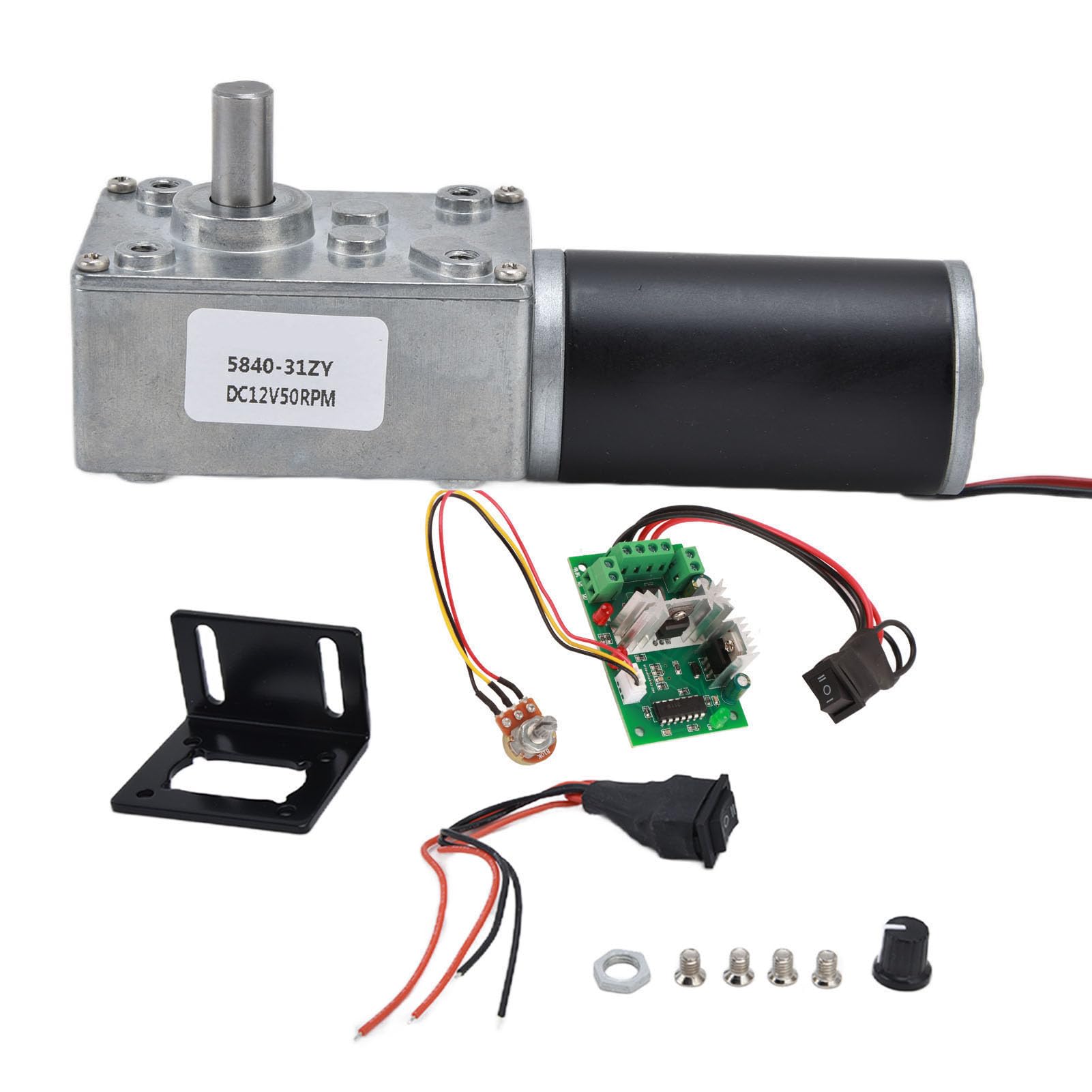 12V 130RPM DC Motoréducteur à vis sans fin avec Gouverneur 22kg.cm 31mm Torsion Élevée Moteur Autobloquant Inversé Mini Turbine Motoréducteur pour Bricolage Robot Rotatif Serrure Porte Rideau Machine