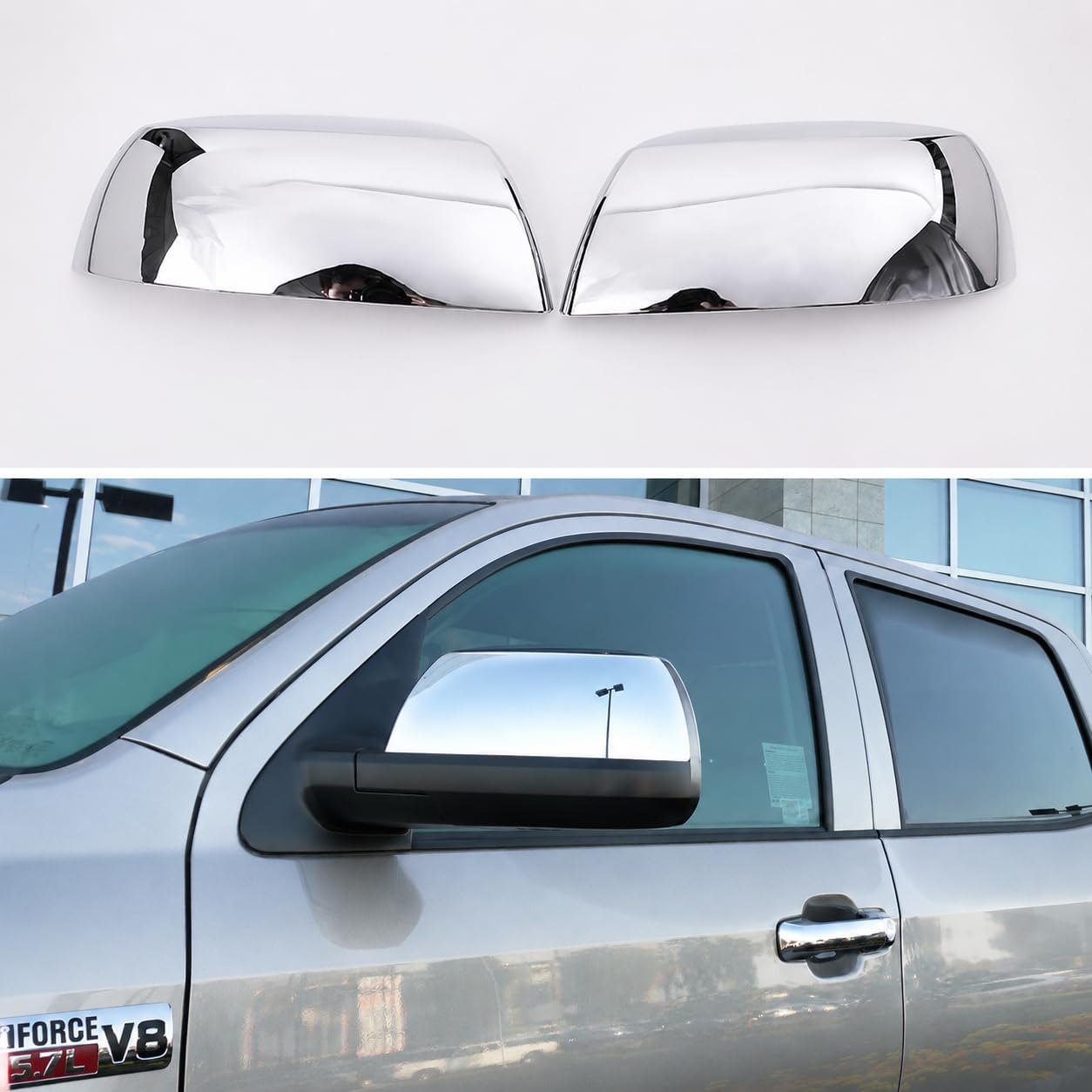 Sizver Chrome Door Mirror Cover for 2007-2021 Tundra