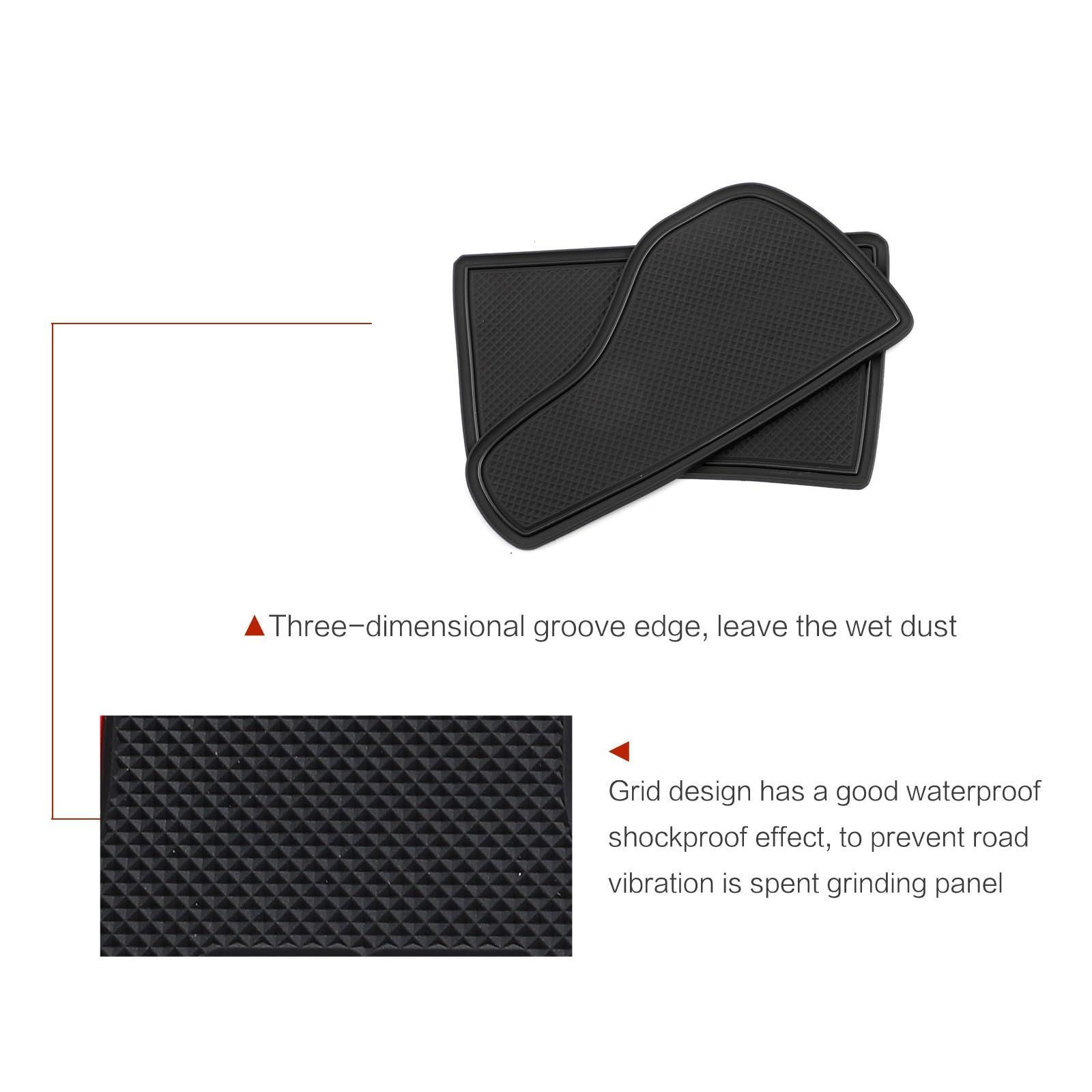 Smabee Tappetino antiscivolo in gomma antiscivolo per interni per Hyundai I30 I30 N PD di terza generazione 2017-presente, tappetino antiscivolo per portiera, sottobicchieri per auto (rosso