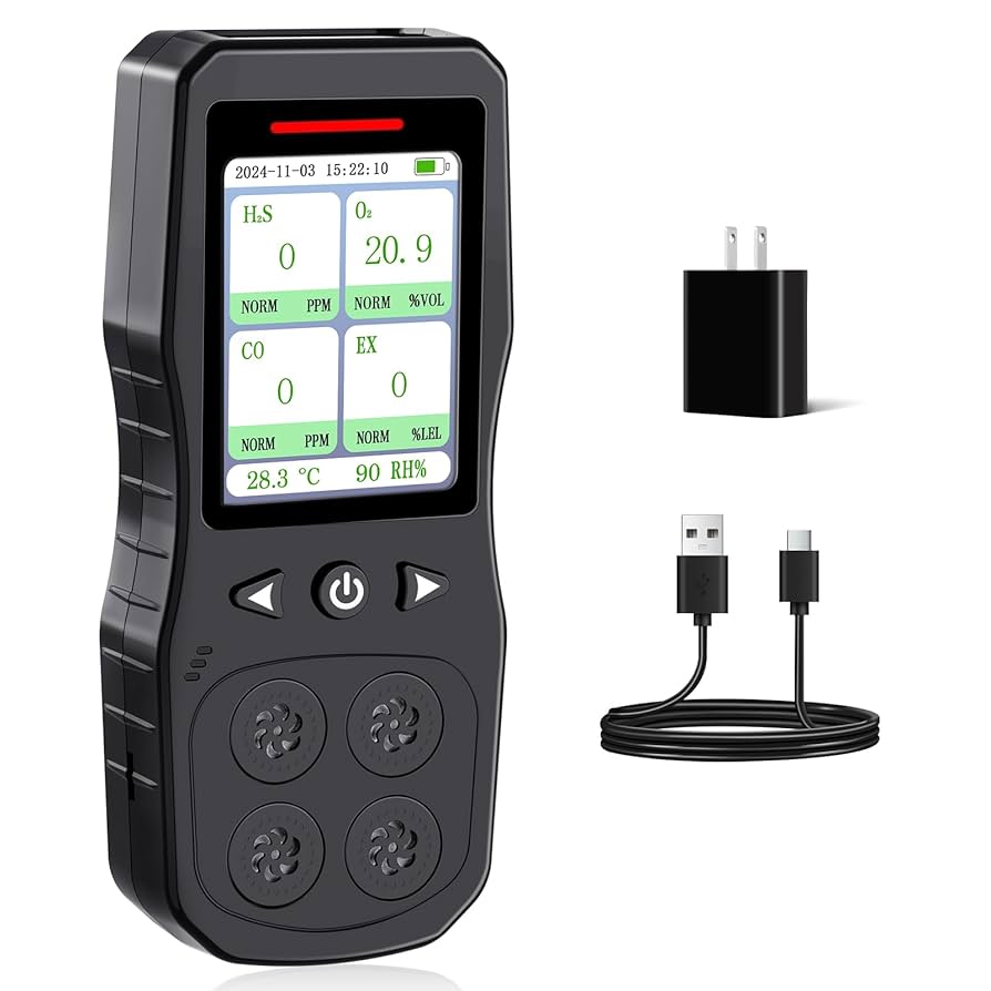 シータモルネク ZYKYCX 4 Gas Monitor Multi Gas Detector for O2, CO, H2S