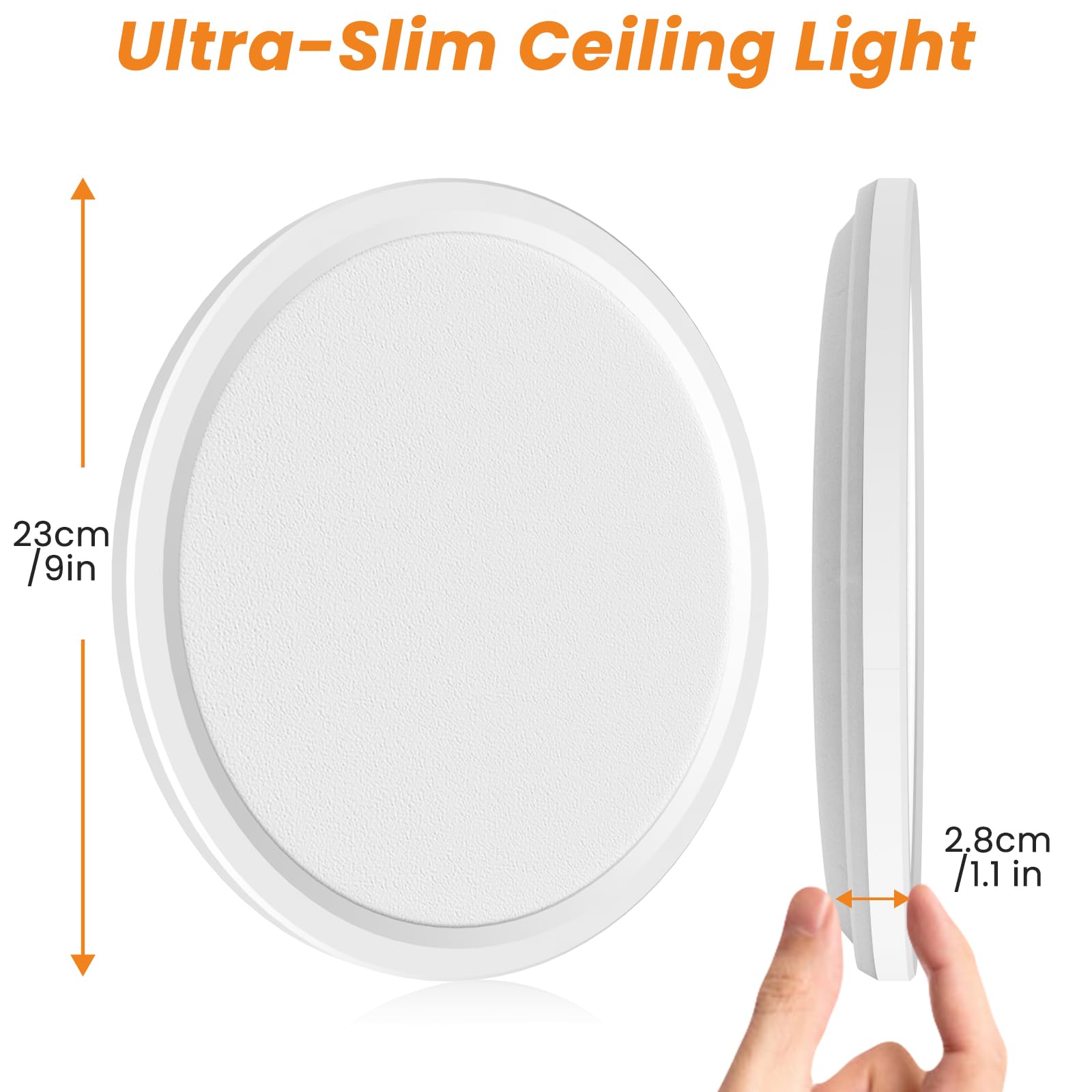 slochi 【4 Pack】 Lampara Techo, 18W 1800LM Plafon LED Techo Baño, 3000K/4000K/6500K Plafones Para Techo, IP44 Impermeable Plafón Techo Moderna para Cocina Dormitorio Pasillo Balcón Ø23 CM