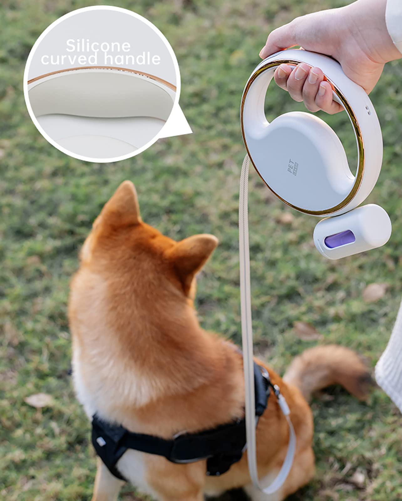 Laisse Chien Rétractable Réfléchissante, 360 ° sans Enchevêtrement Laisse Chien Enrouleur, Laisses Rétractables avec Lumière LED Et Distributeur pour Chiens,50kg (3m/10ft)