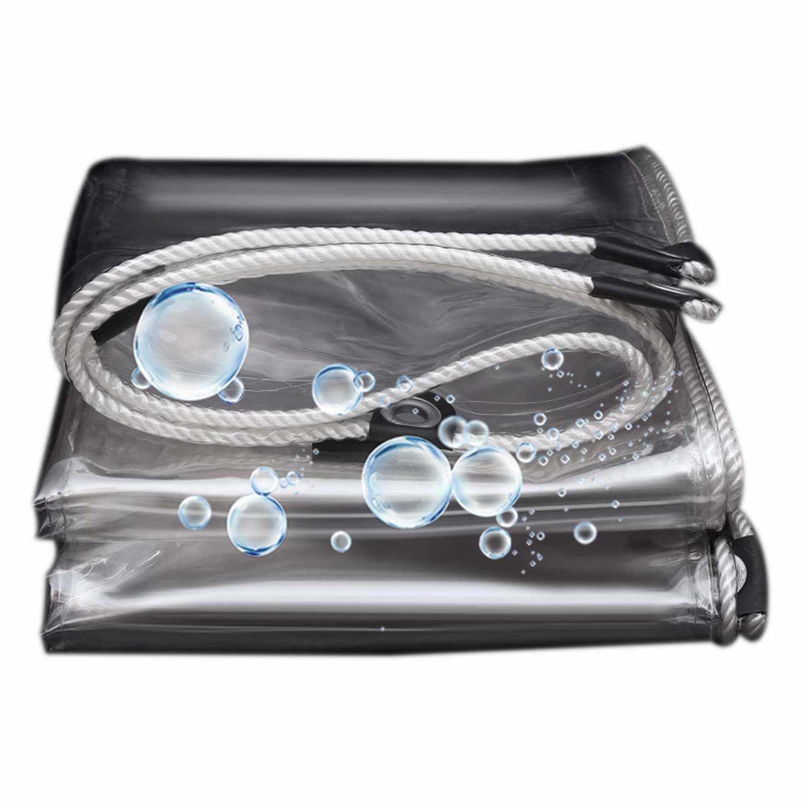 GJZQDKX Heavy Duty PVC Clear Tarp 8x10m with Grommets - Waterproof Windproof Transparent Tarpaulin for Outdoor Use Patio Greenhouse Tent Garage & Balcony Covering