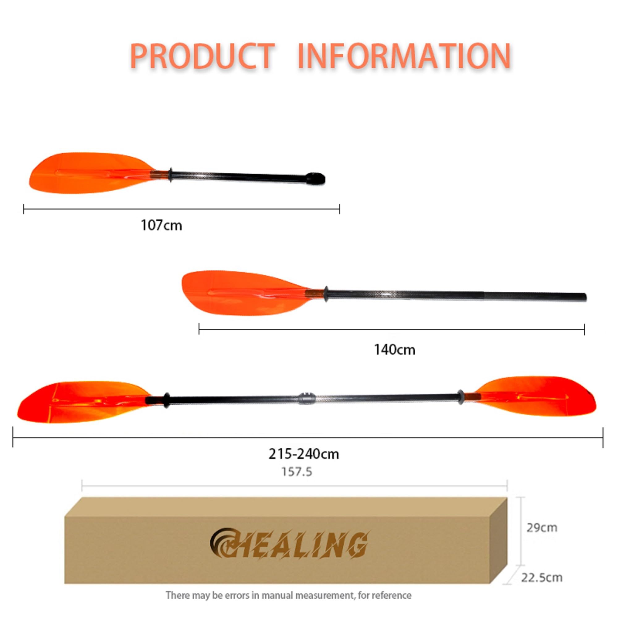 Amazon | KHEALING カヤック パドル ボート用 215-240cm 光沢のある魚  
