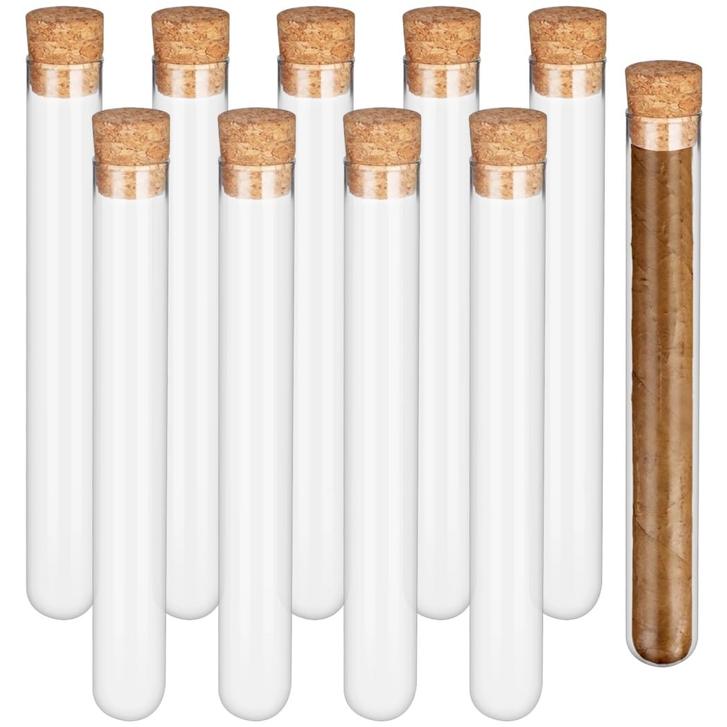 Amazon.com: Chewtoyo 1.1Oz Tubes, Glass Cigar 10 Tubes, Containers Clear  Stoppers Cork with Test for Storage, Bath Salt, Party Scientific Liquid,  Candies, Good Favors, Seal Vials Clear Experiments 0.79×5.91