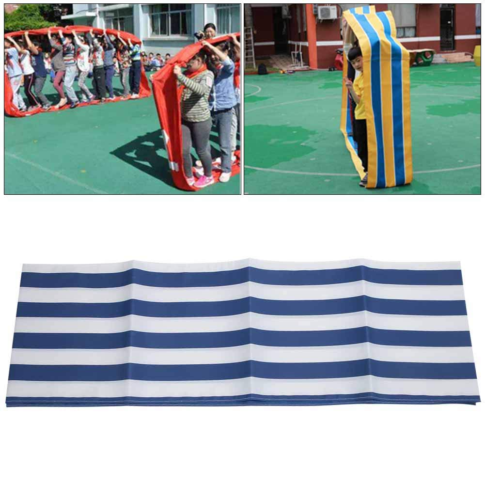 Feuchtigkeitsbeständige Teamwork-Laufmatte, Verbesserung des sensorischen Reaktionsspaßes beim Spielen der Laufmatte, für Teambuilding und Kollaboration Picknick Gruppenspiel(Blau und Weiß 6m)