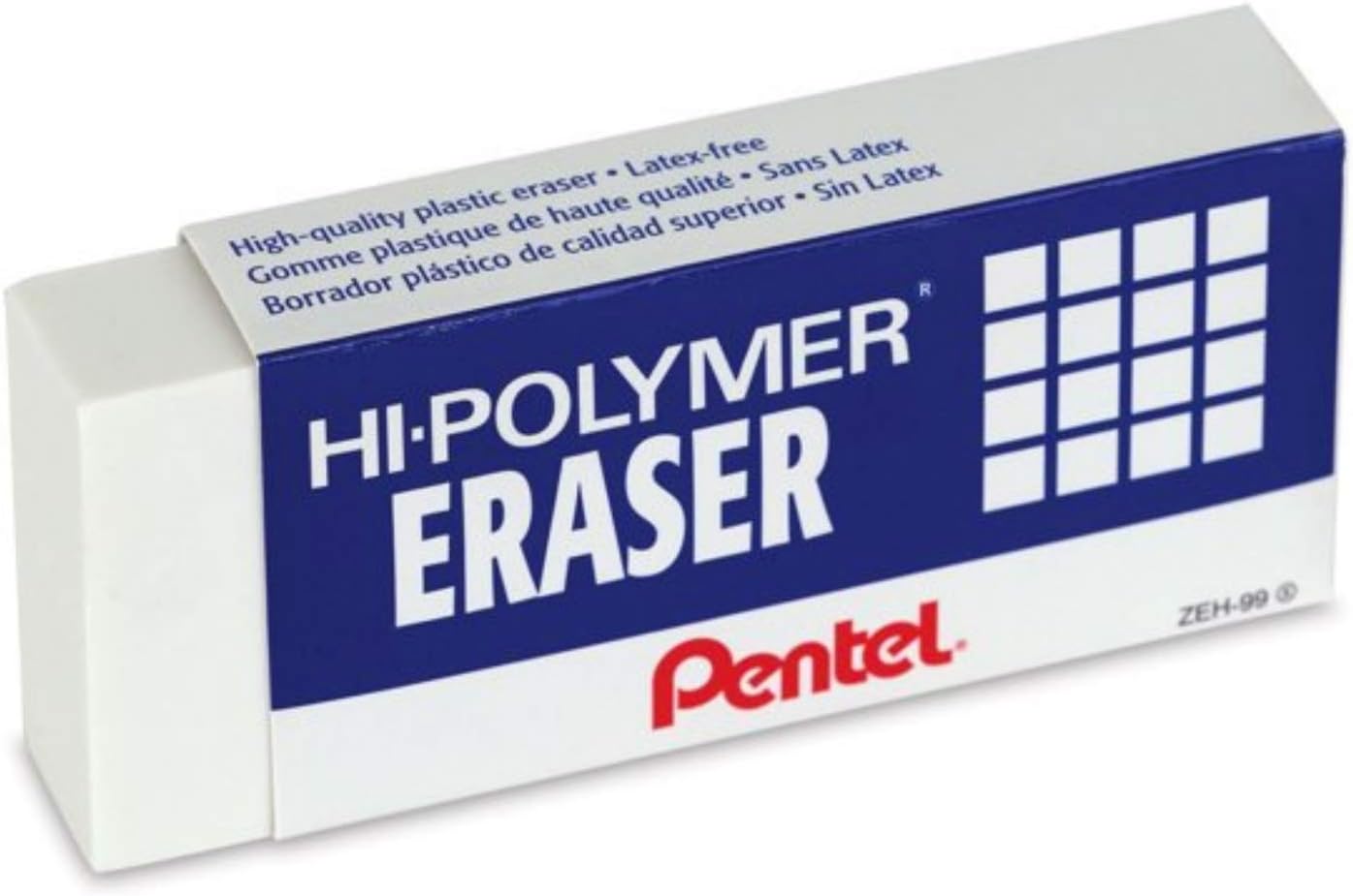 Pentel Hi-Polymer Block Eraser, Super XL White, 8-Pack (ZEH-99)
