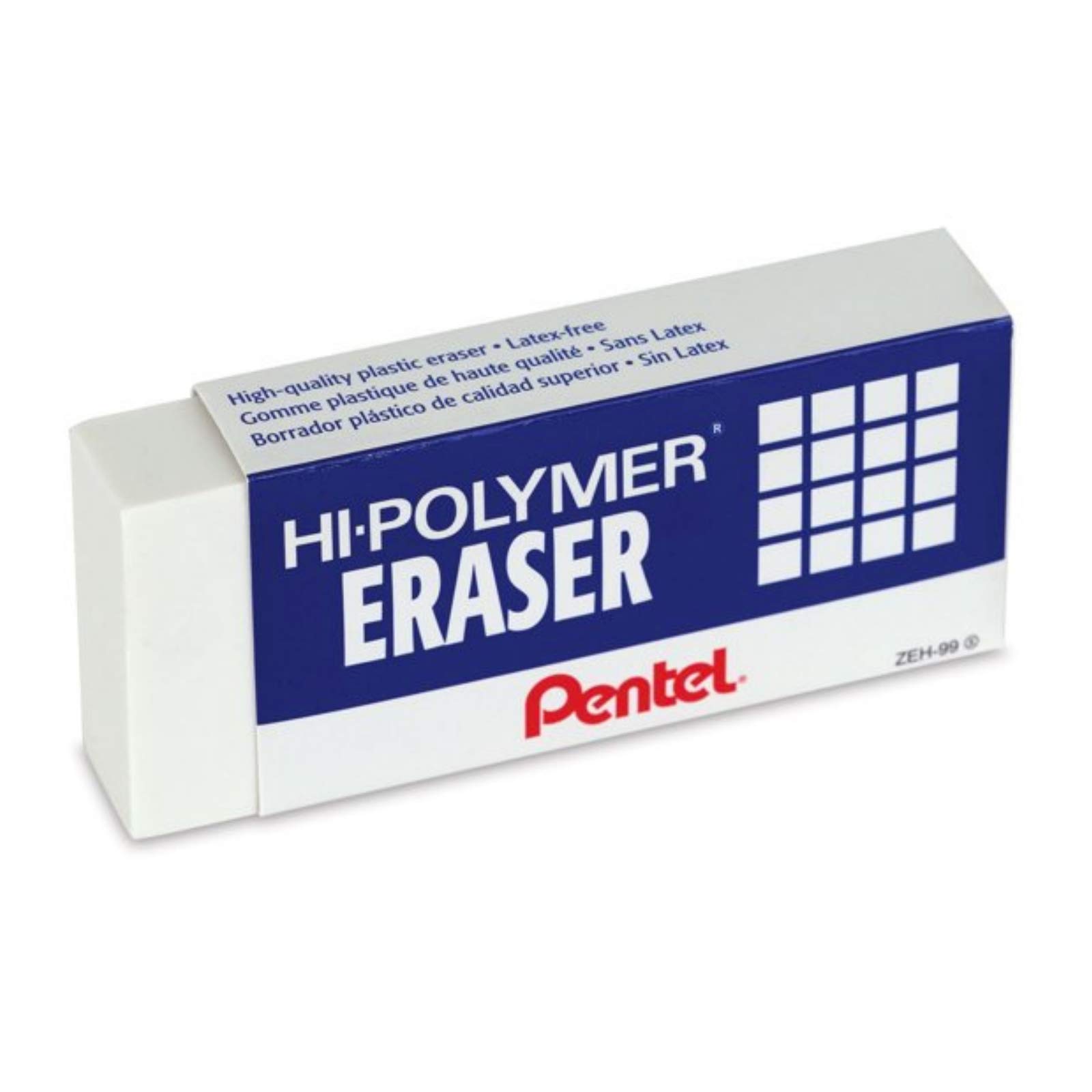 Pentel Hi-Polymer Block Radiergummi, Super XL, Weiß, 8 Stück (ZEH-99)
