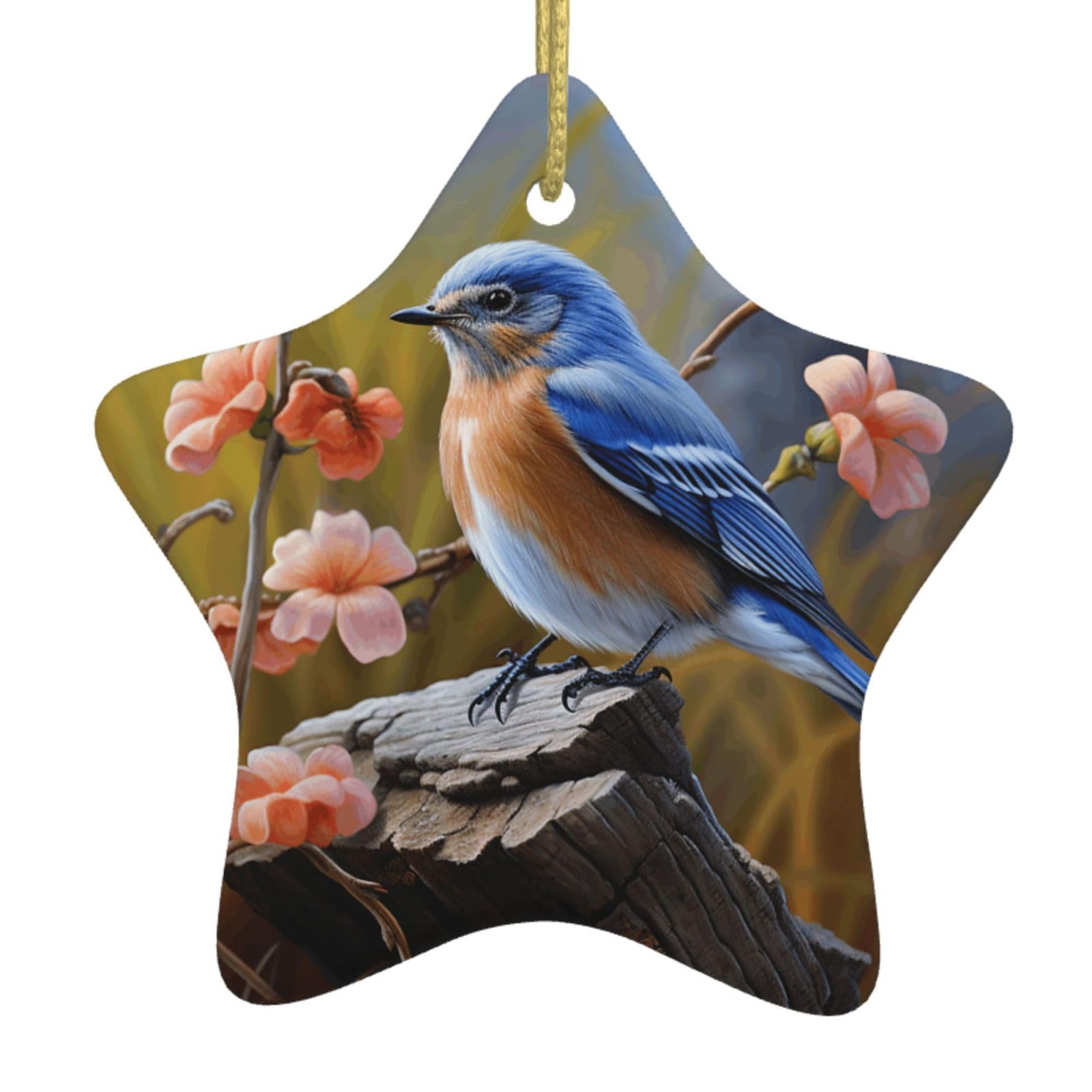 Fodpand Women's White Eastern Bluebird Christmas Ornaments 2025, Gift Exchange For Men, Collectible Ceramic Ornament Star Hanging Ornaments For Christmas Tree Decoration