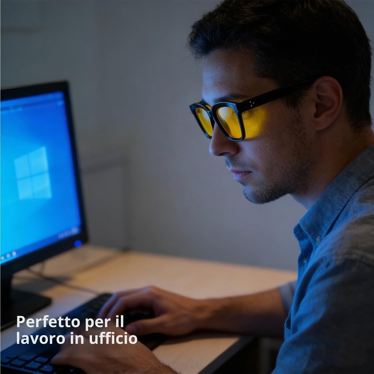 Hubeye Occhiali Anti Luce Blu Neri Montatura Quadrata, Ultraleggeri Occhiali da Gaming con Lenti Gialle/Rosse, Anti-Glare UV400 Occhiali da Computer Unisex Uomo Donna