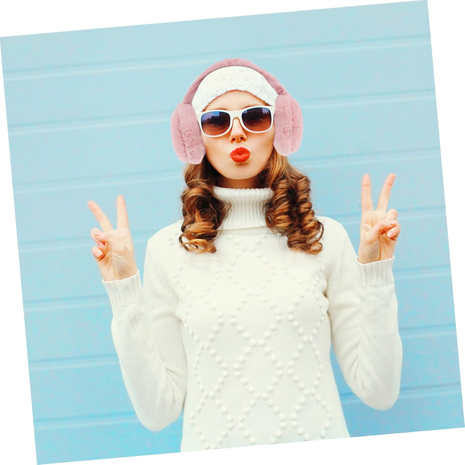 2pcs Plush Earmuffs Folding Design Warm Winter Ear Muffs for Women Boys and Girls Neck Warmer